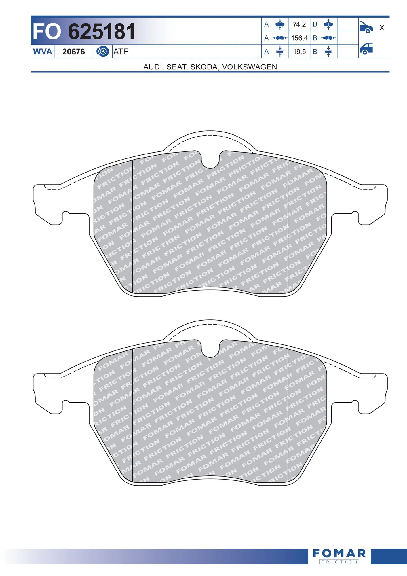 FOMAR Friction fékbetétkészlet, tárcsafék - FO 625181 - TothCarparts