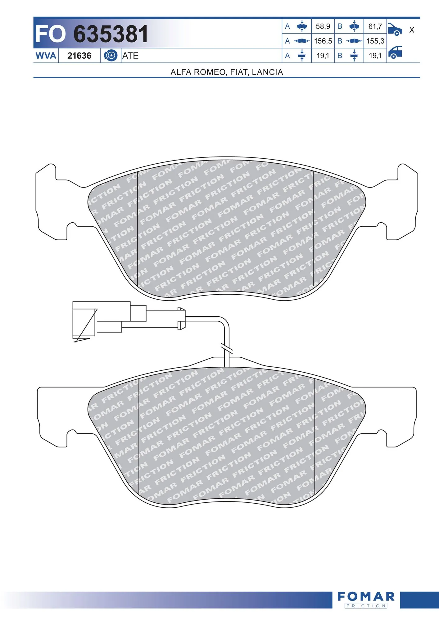 FOMAR Friction fékbetétkészlet, tárcsafék - FO 635381 - TothCarparts