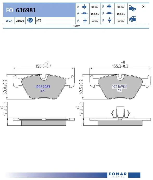 FOMAR Friction fékbetétkészlet, tárcsafék - FO 636981 - TothCarparts