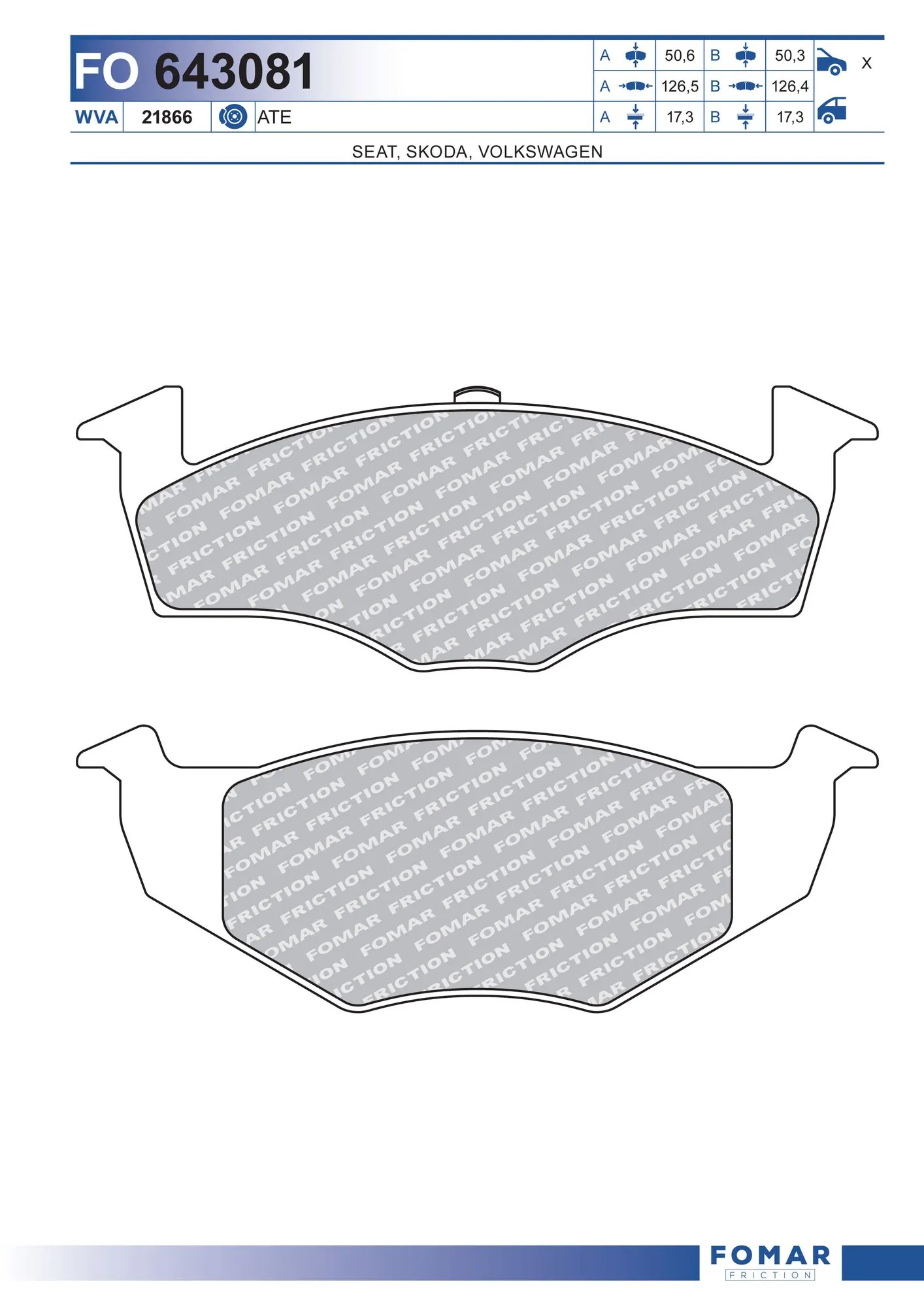 FOMAR Friction fékbetétkészlet, tárcsafék - FO 643081 - TothCarparts