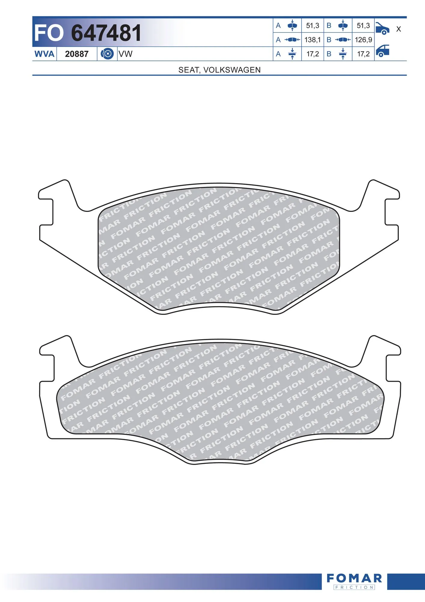 FOMAR Friction fékbetétkészlet, tárcsafék - FO 647481 - TothCarparts