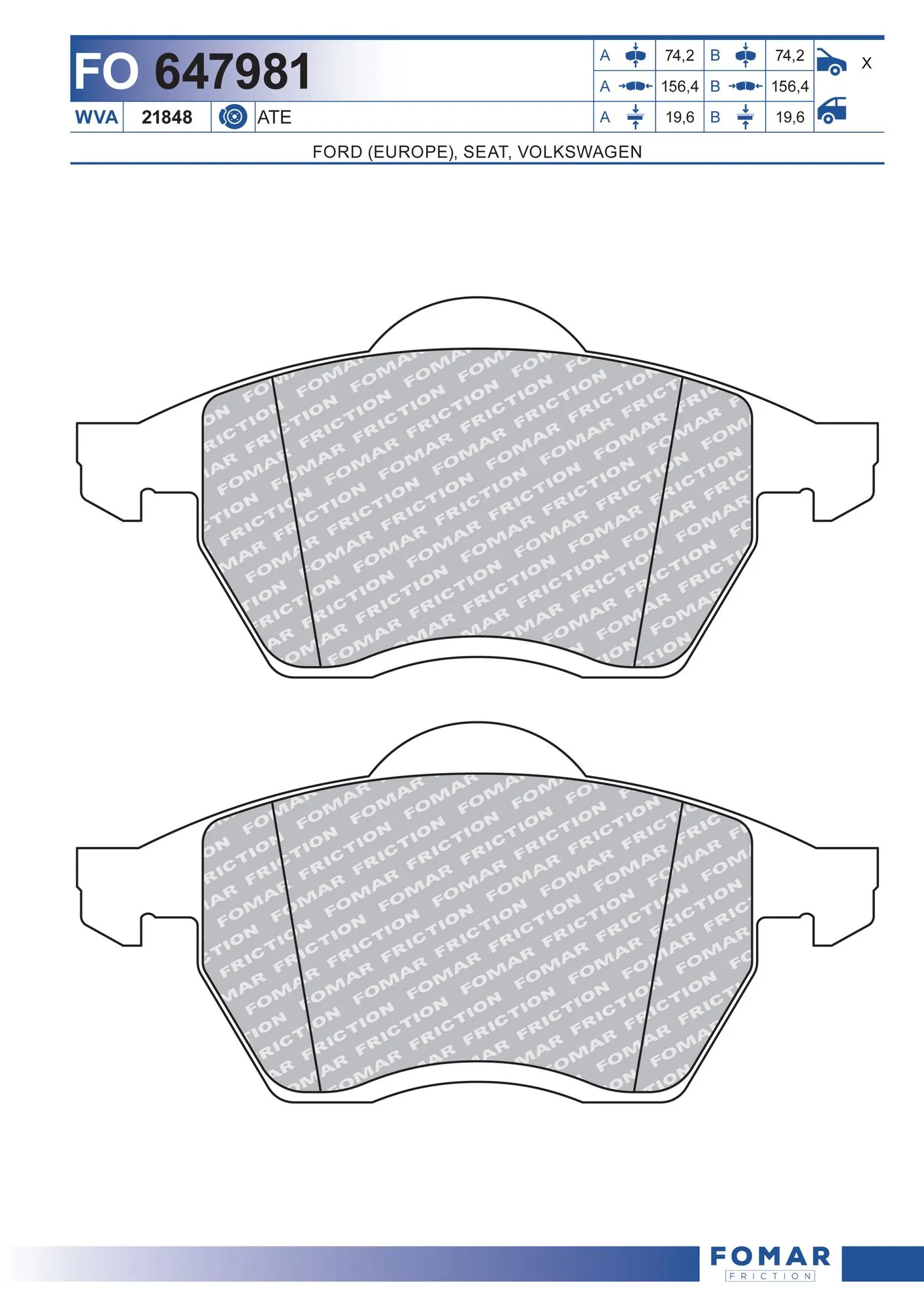 FOMAR Friction fékbetétkészlet, tárcsafék - FO 647981 - TothCarparts