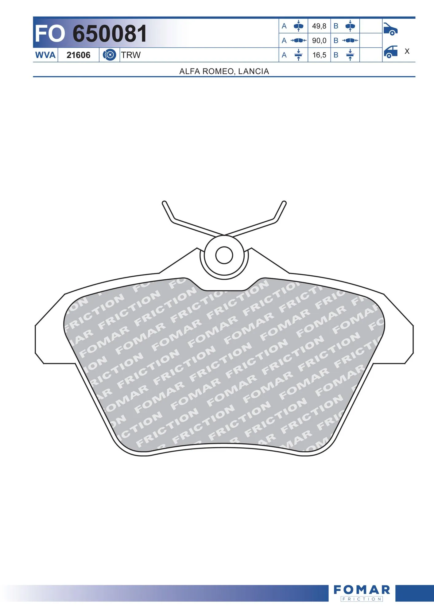 FOMAR Friction fékbetétkészlet, tárcsafék - FO 650081 - TothCarparts