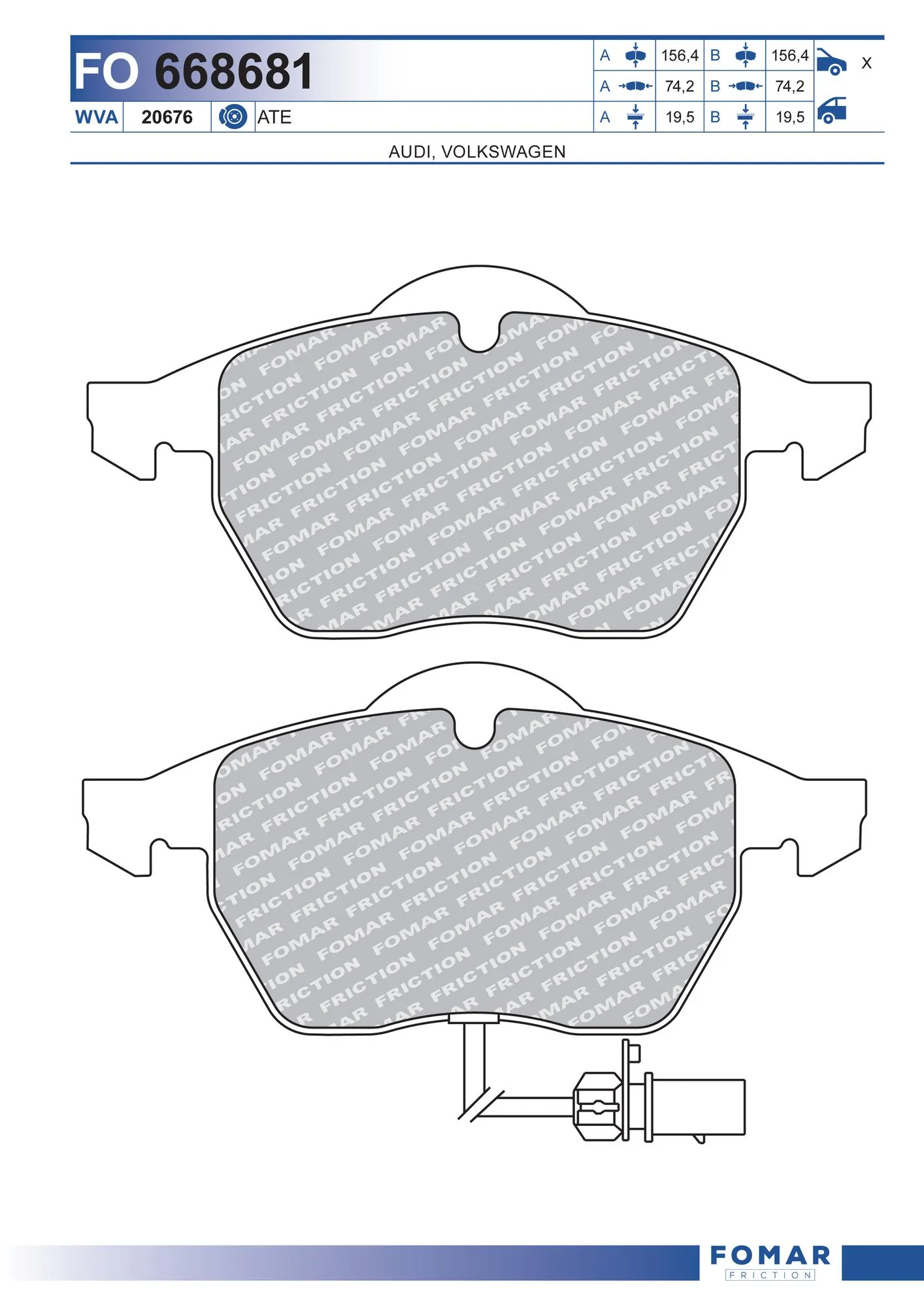FOMAR Friction fékbetétkészlet, tárcsafék - FO 668681 - TothCarparts