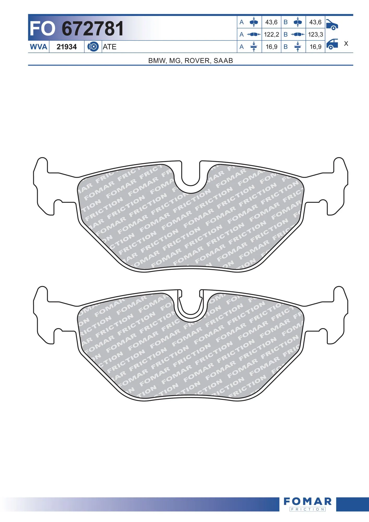 FOMAR Friction fékbetétkészlet, tárcsafék - FO 672781 - TothCarparts