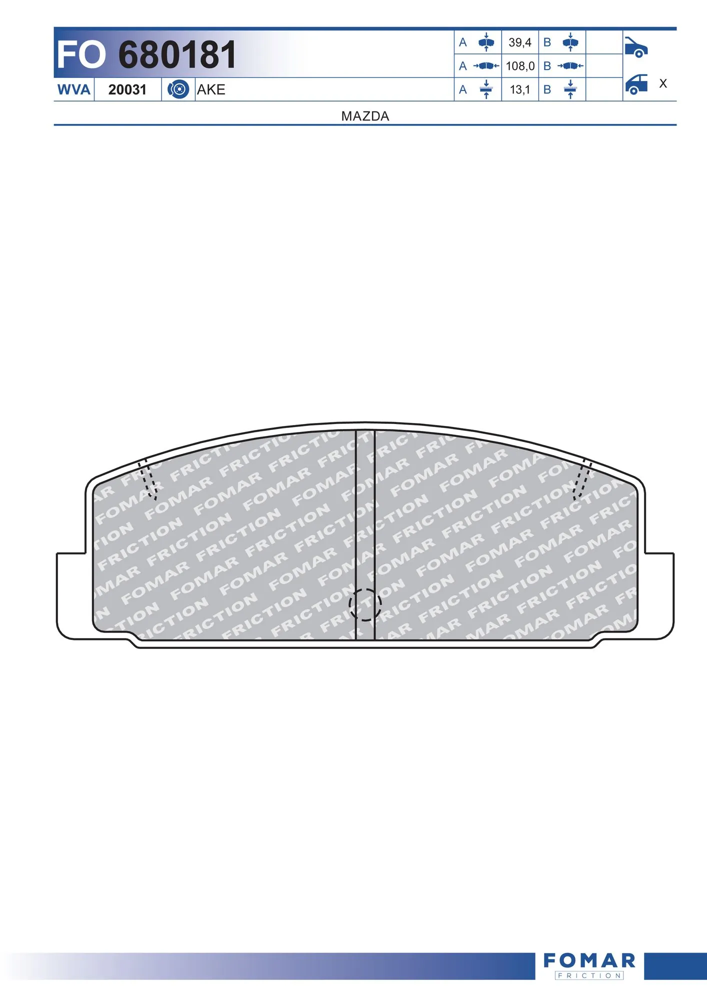 FOMAR Friction fékbetétkészlet, tárcsafék - FO 680181 - TothCarparts