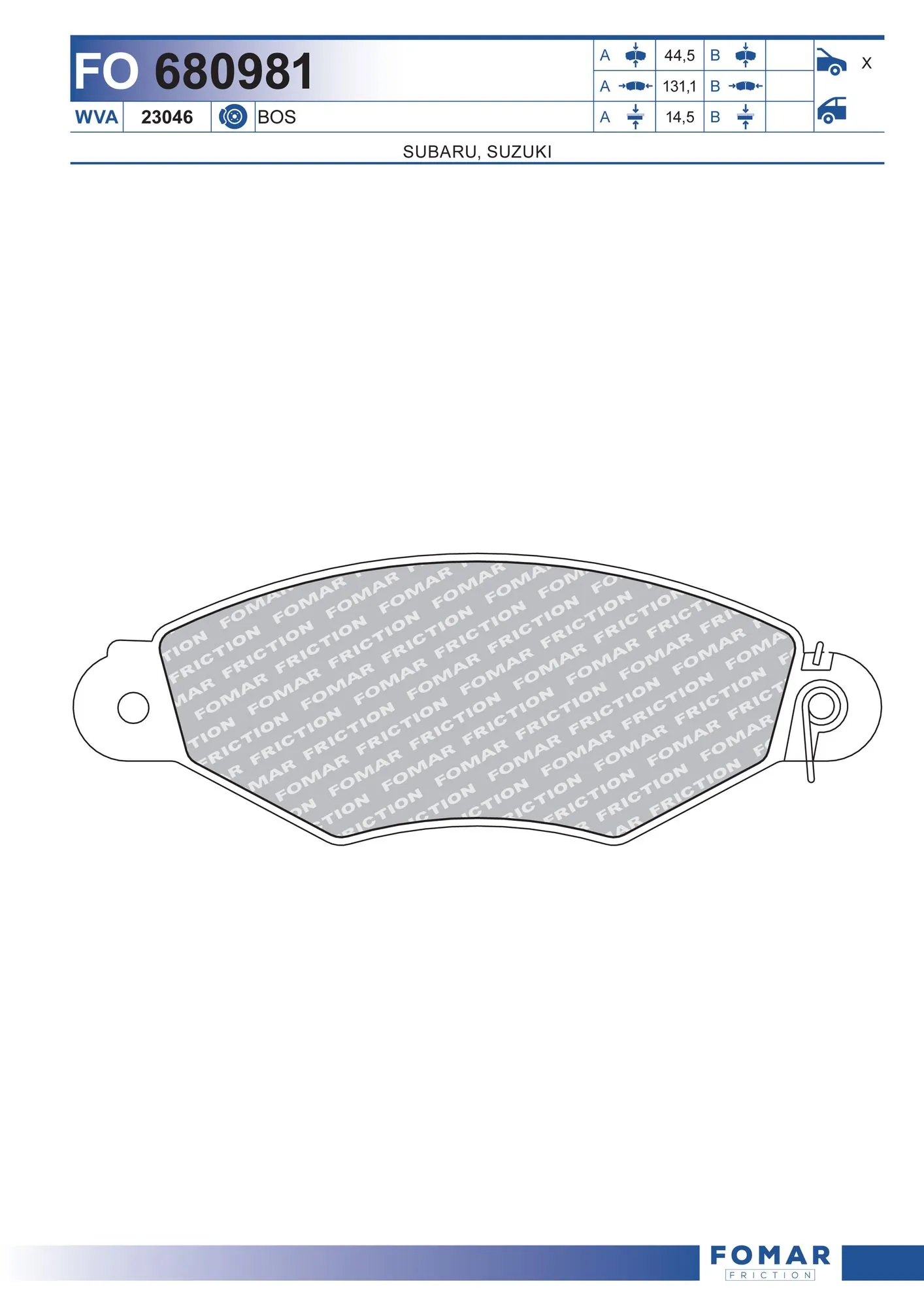 FOMAR Friction fékbetétkészlet, tárcsafék - FO 680981 - TothCarparts