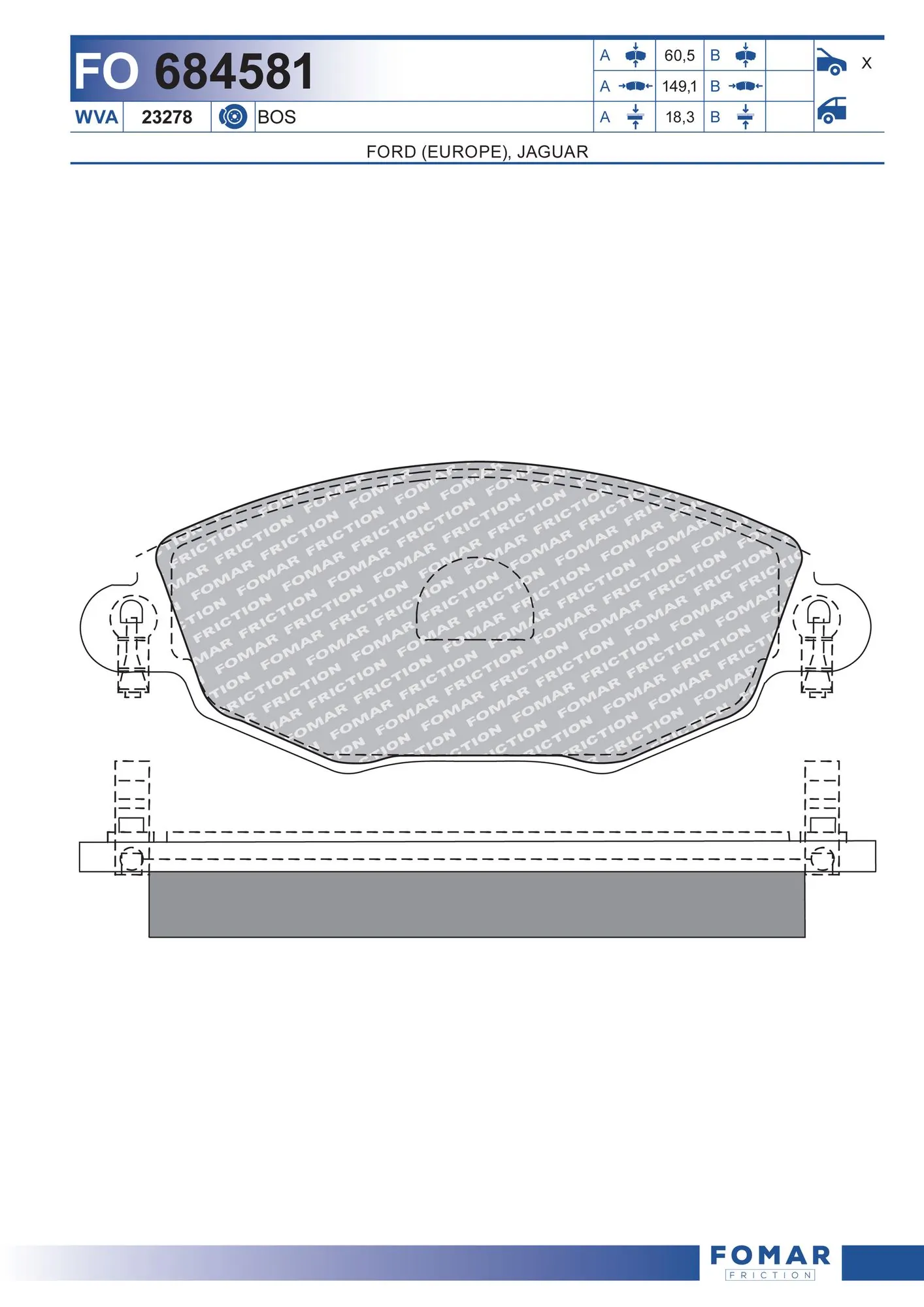 FOMAR Friction fékbetétkészlet, tárcsafék - FO 684581 - TothCarparts