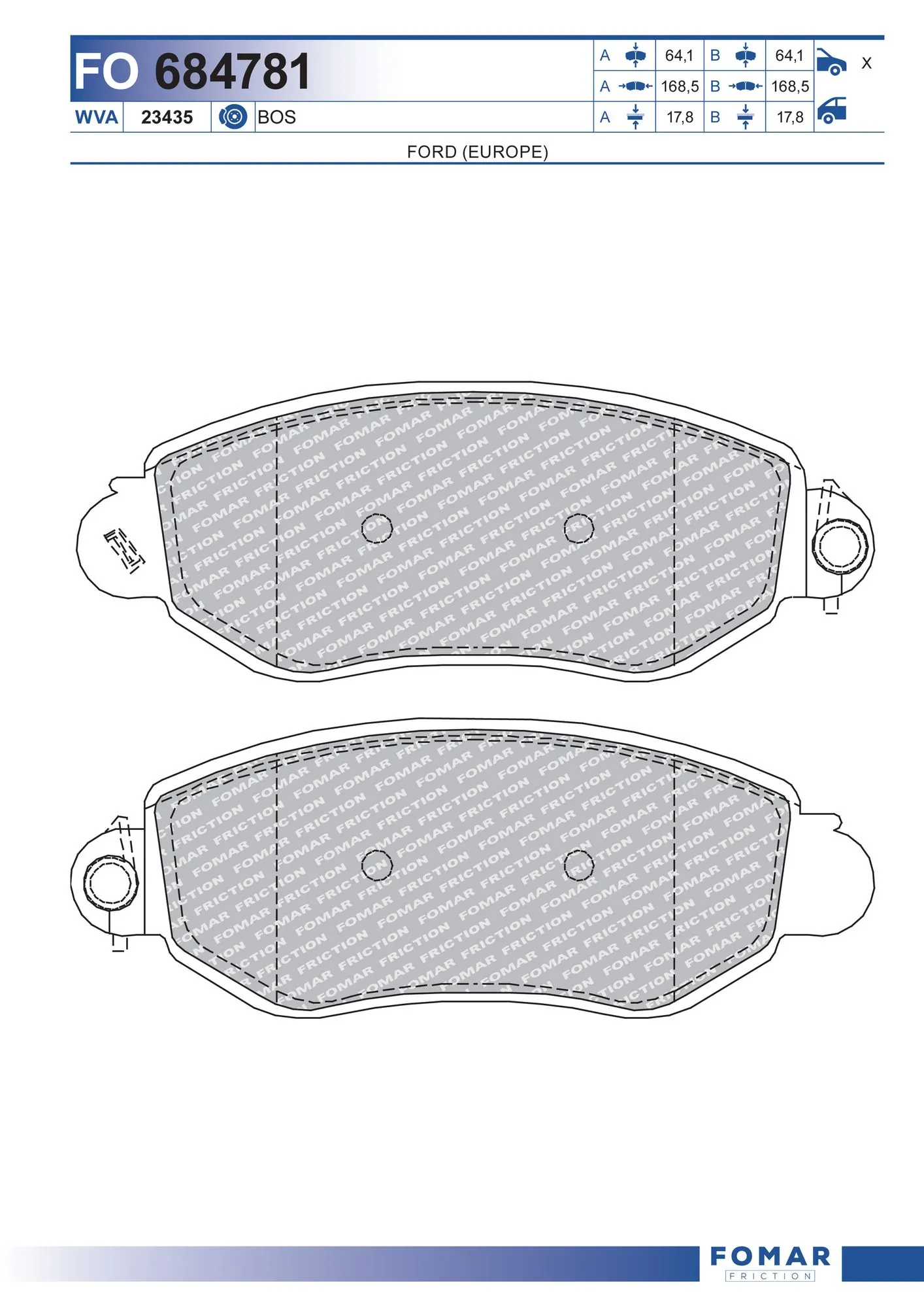FOMAR Friction fékbetétkészlet, tárcsafék - FO 684781 - TothCarparts