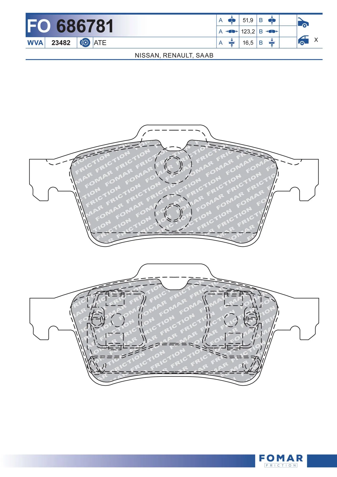 FOMAR Friction fékbetétkészlet, tárcsafék - FO 686781 - TothCarparts