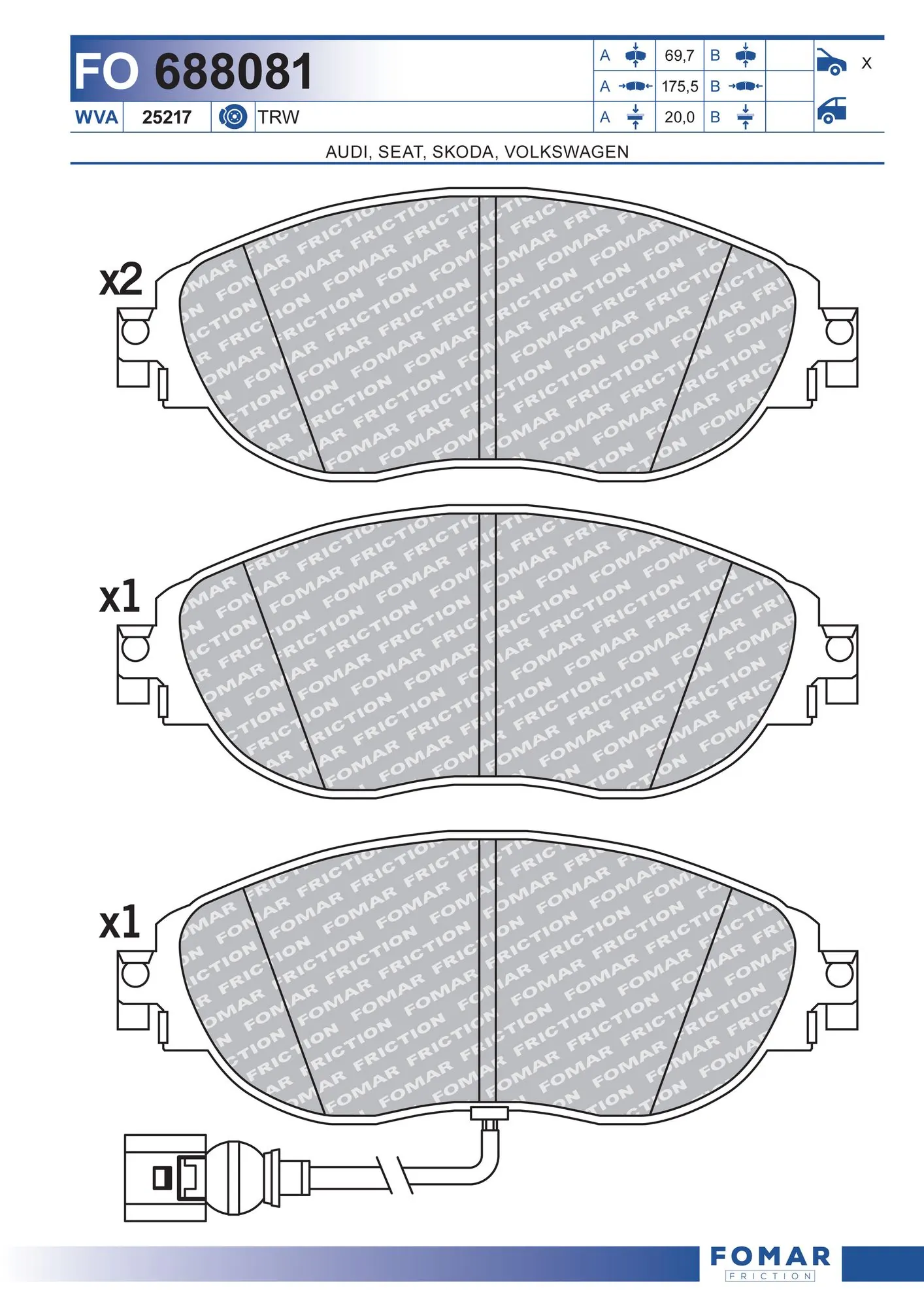 FOMAR Friction fékbetétkészlet, tárcsafék - FO 688081 - TothCarparts