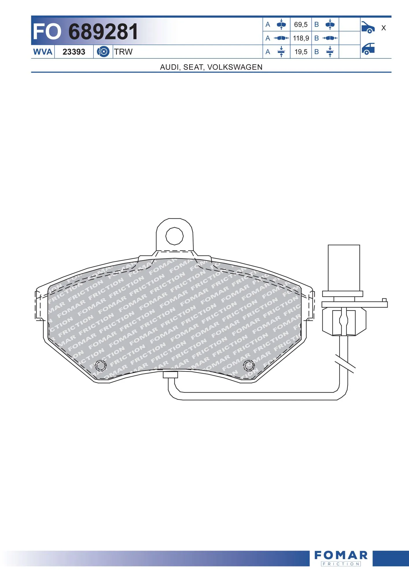 FOMAR Friction fékbetétkészlet, tárcsafék - FO 689281 - TothCarparts