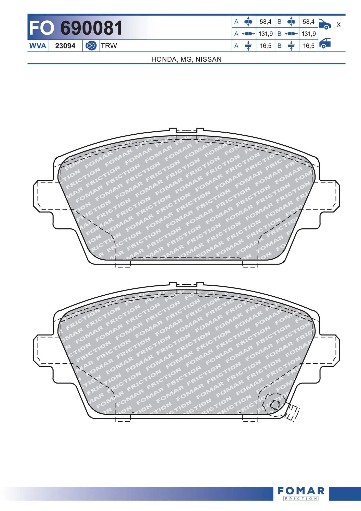 FOMAR Friction fékbetétkészlet, tárcsafék - FO 690081 - TothCarparts