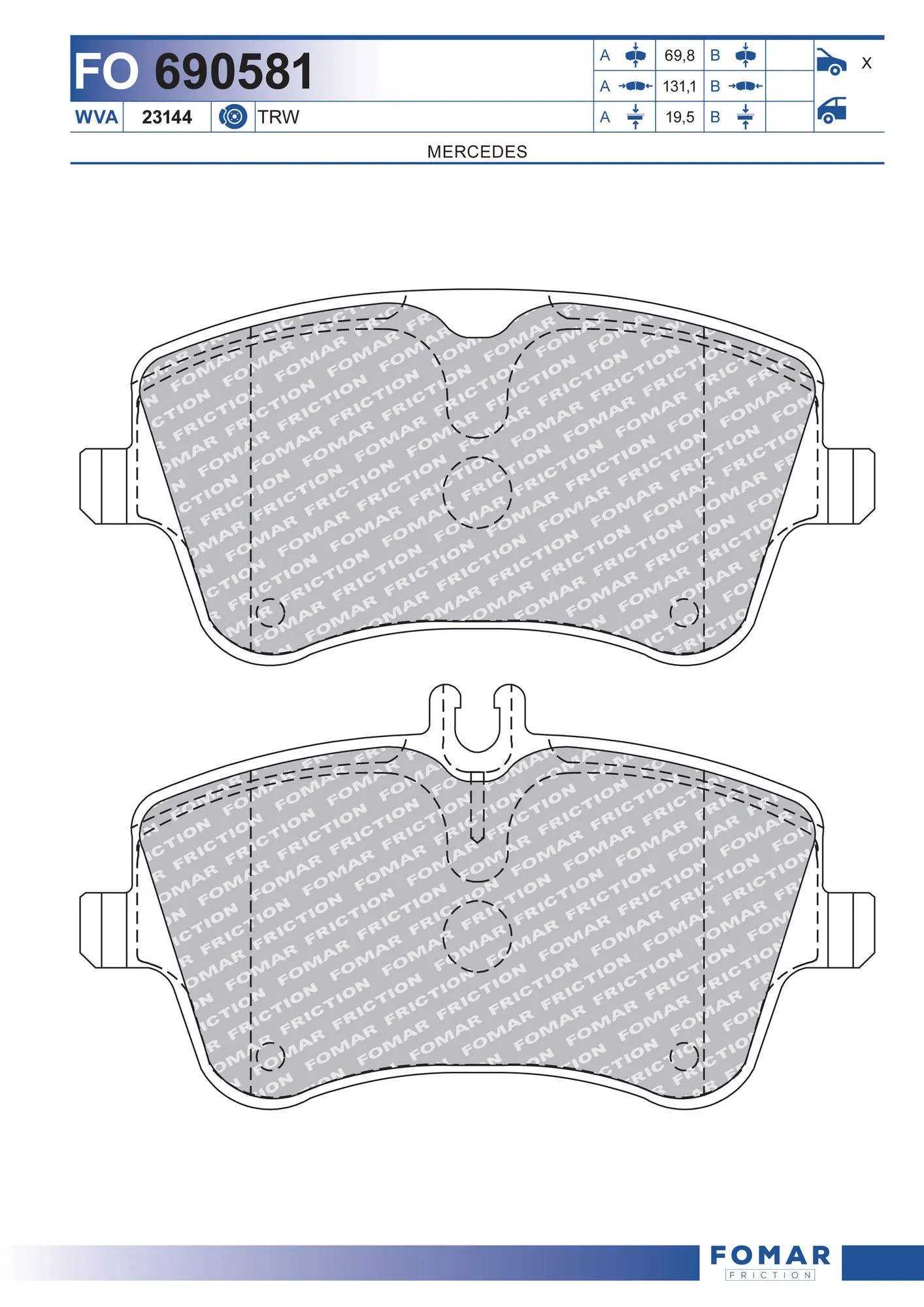 FOMAR Friction fékbetétkészlet, tárcsafék - FO 690581 - TothCarparts