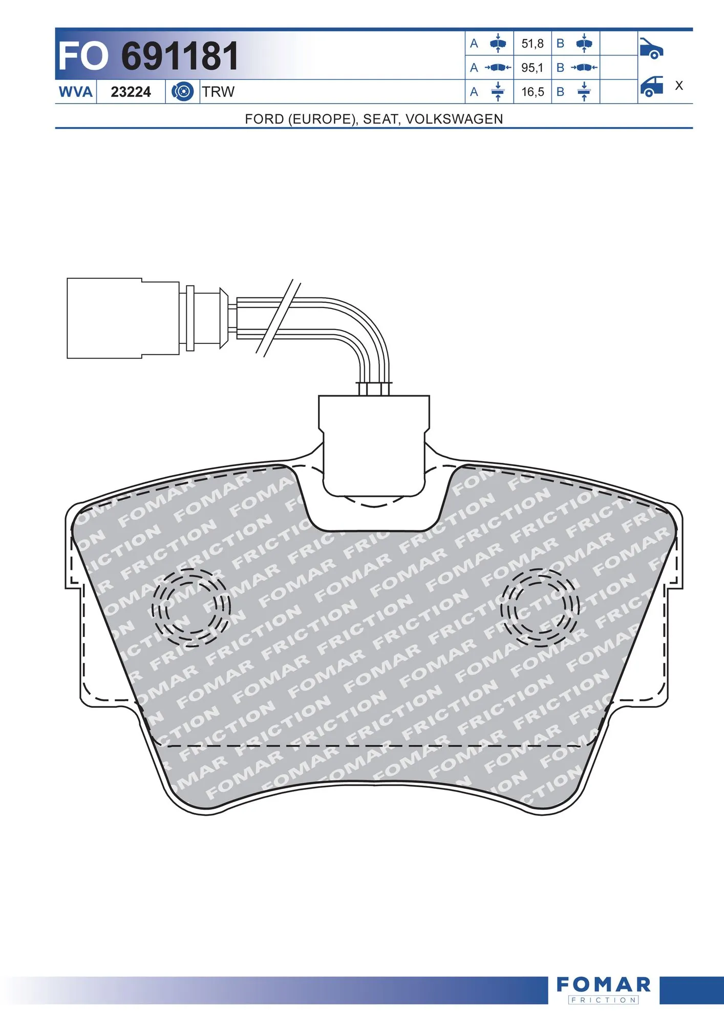 FOMAR Friction fékbetétkészlet, tárcsafék - FO 691181 - TothCarparts