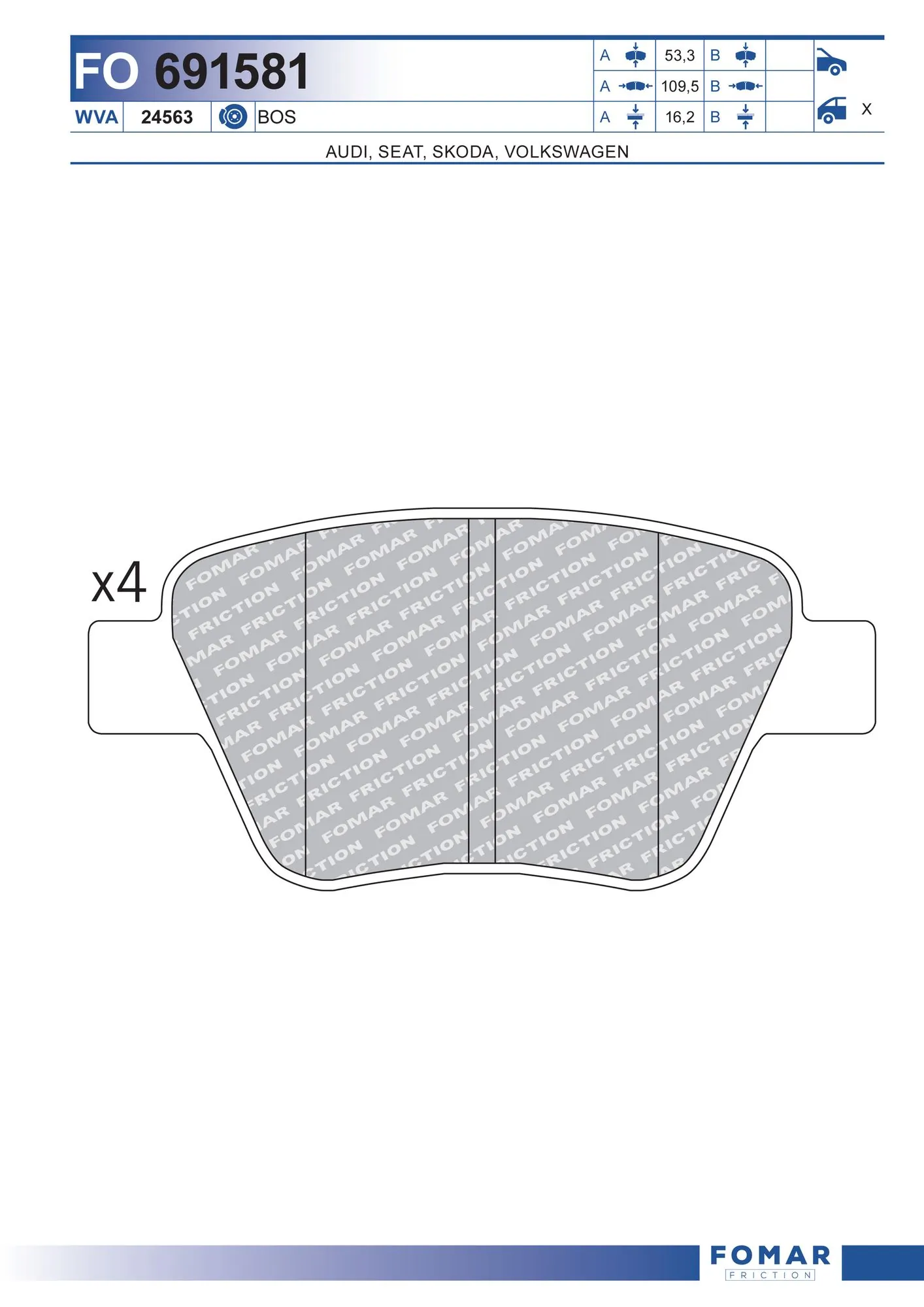 FOMAR Friction fékbetétkészlet, tárcsafék - FO 691581 - TothCarparts
