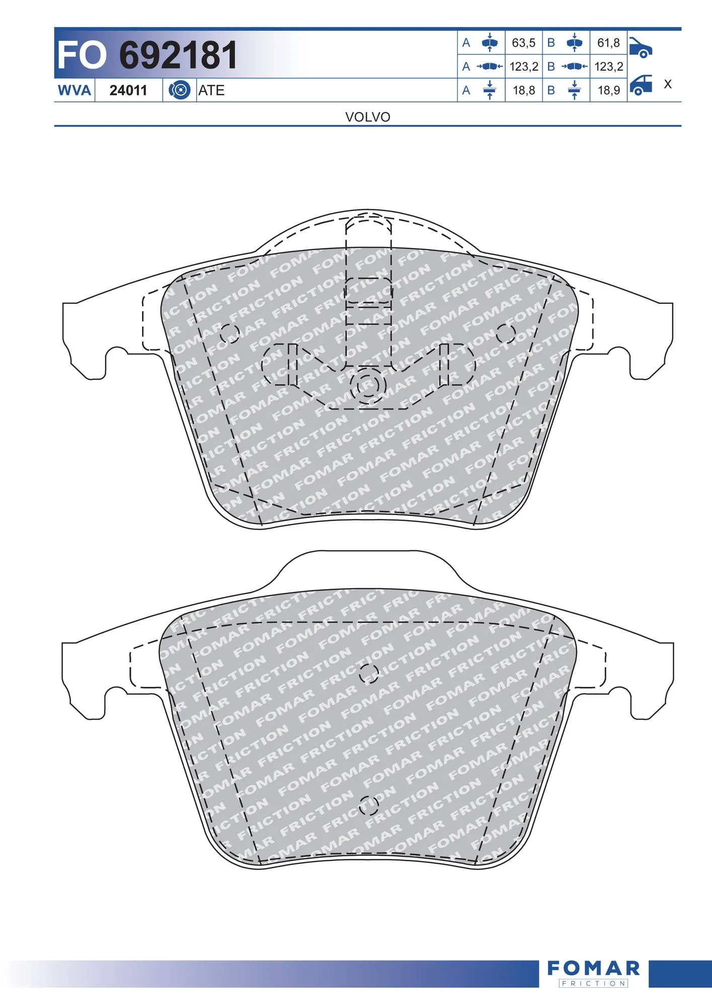 FOMAR Friction fékbetétkészlet, tárcsafék - FO 692181 - TothCarparts