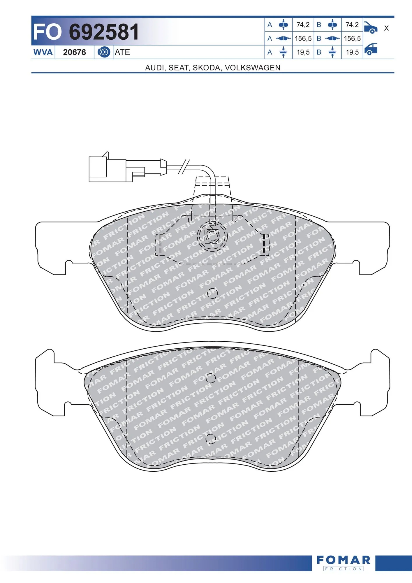 FOMAR Friction fékbetétkészlet, tárcsafék - FO 692581 - TothCarparts