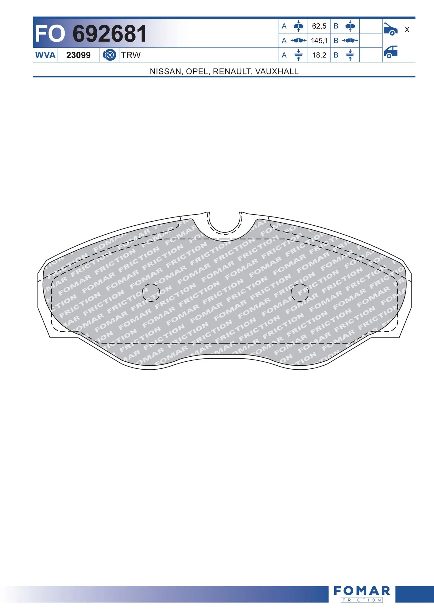 FOMAR Friction fékbetétkészlet, tárcsafék - FO 692681 - TothCarparts