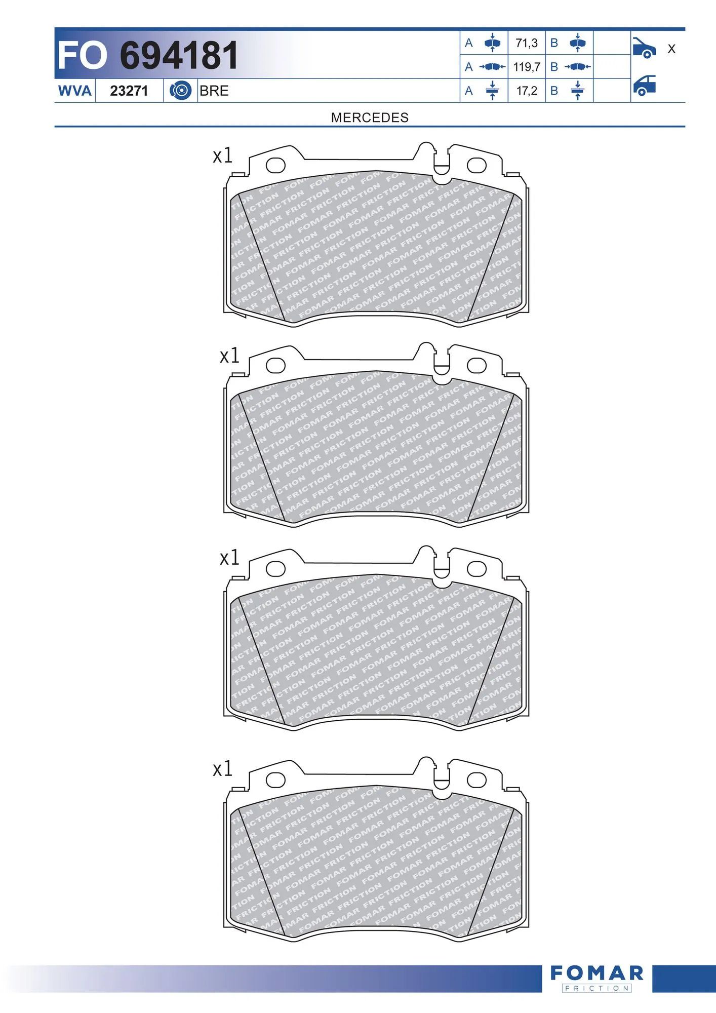 FOMAR Friction fékbetétkészlet, tárcsafék - FO 694181 - TothCarparts