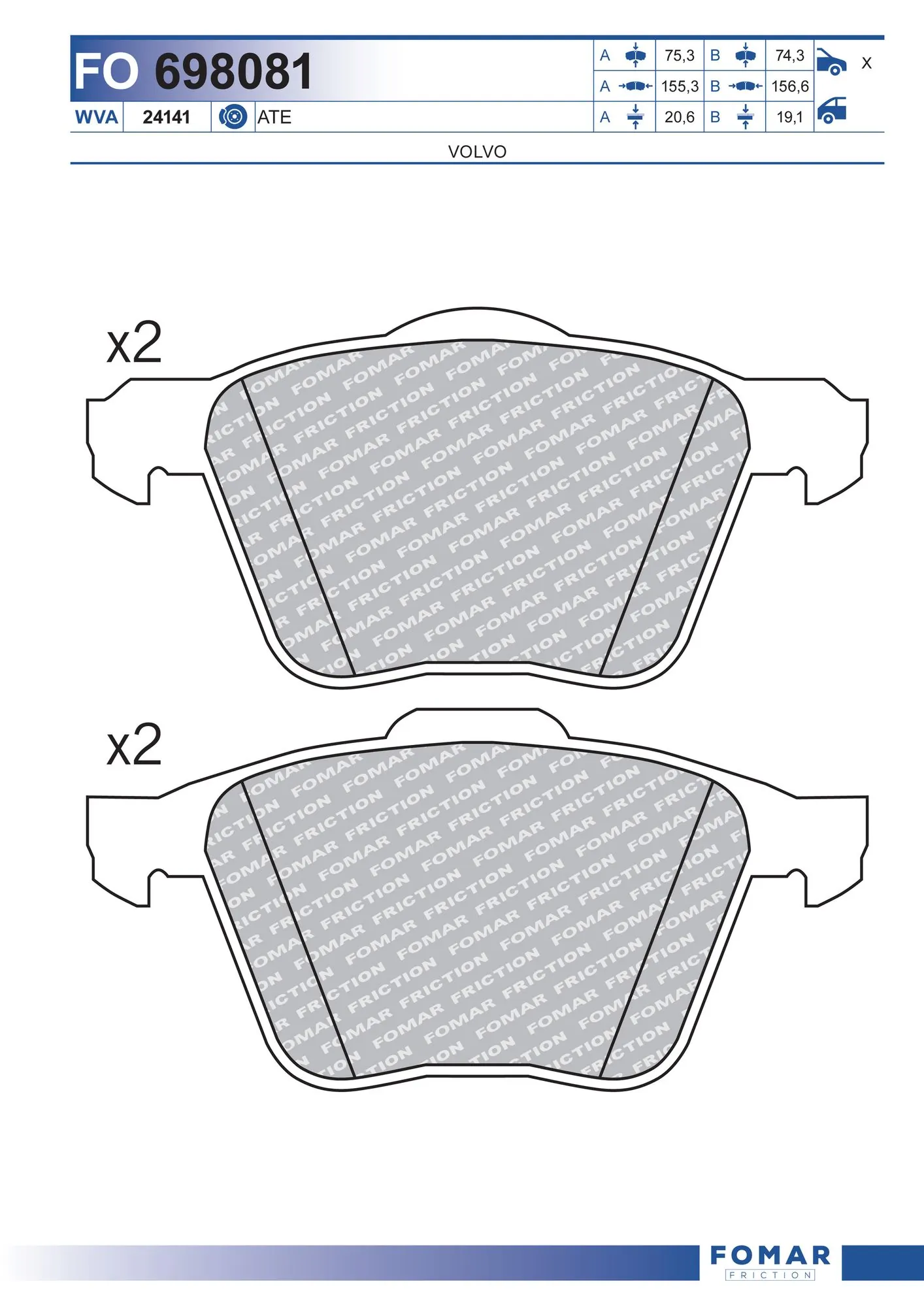 FOMAR Friction fékbetétkészlet, tárcsafék - FO 698081 - TothCarparts