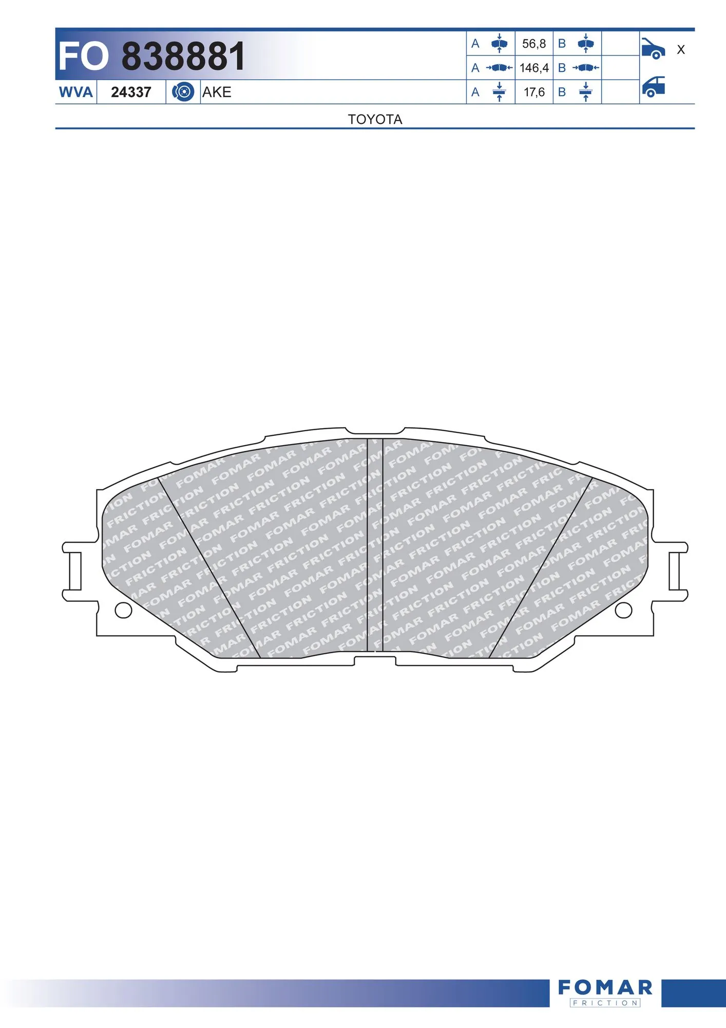 FOMAR Friction fékbetétkészlet, tárcsafék - FO 838881 - TothCarparts