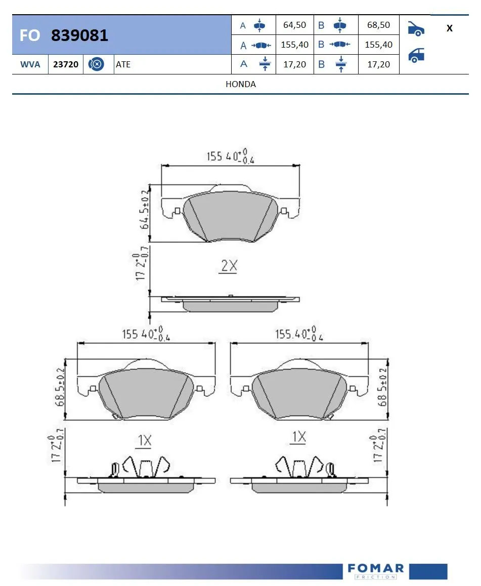FOMAR Friction fékbetétkészlet, tárcsafék - FO 839081 - TothCarparts