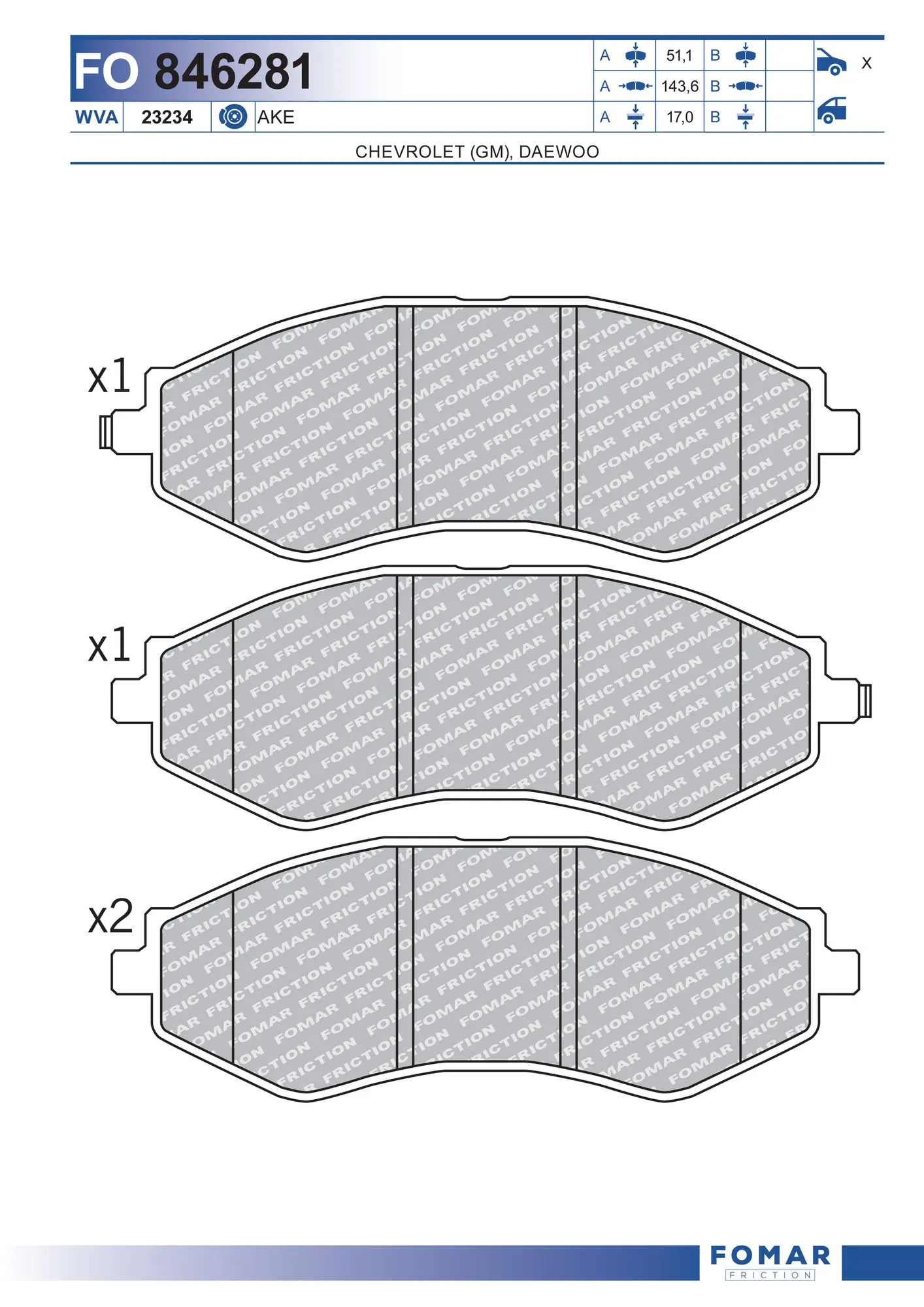 FOMAR Friction fékbetétkészlet, tárcsafék - FO 846281 - TothCarparts