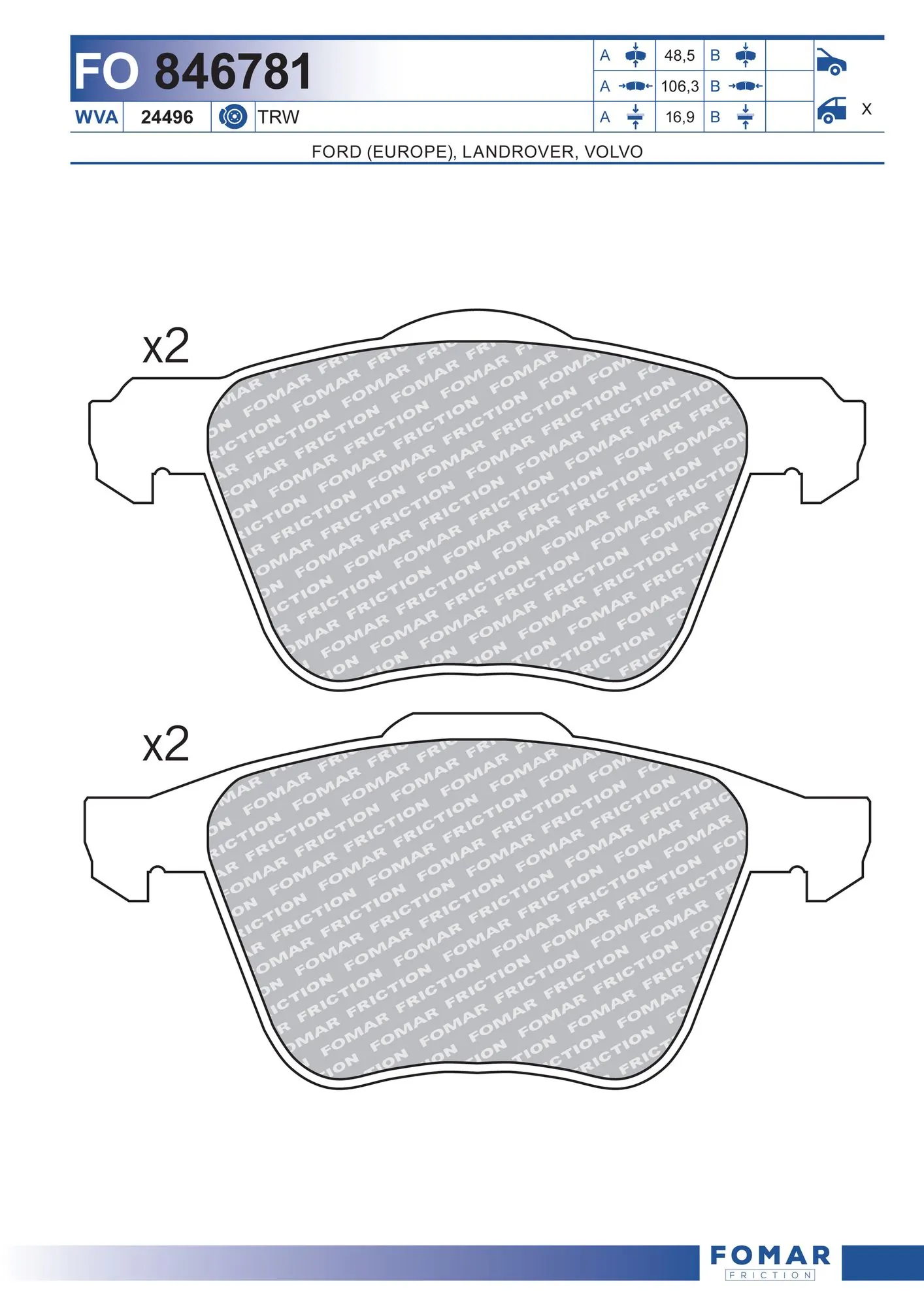 FOMAR Friction fékbetétkészlet, tárcsafék - FO 846781 - TothCarparts