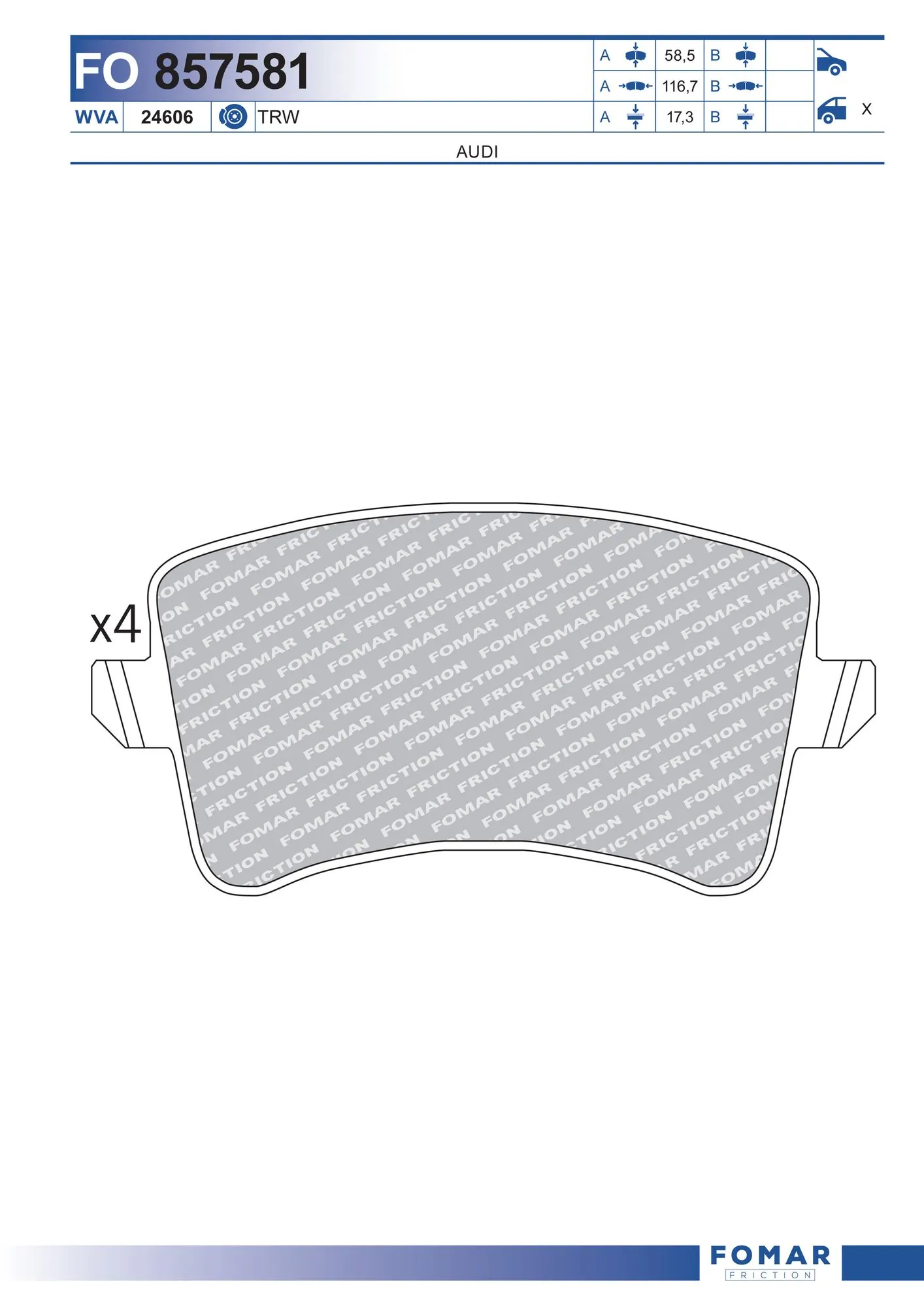 FOMAR Friction fékbetétkészlet, tárcsafék - FO 857581 - TothCarparts