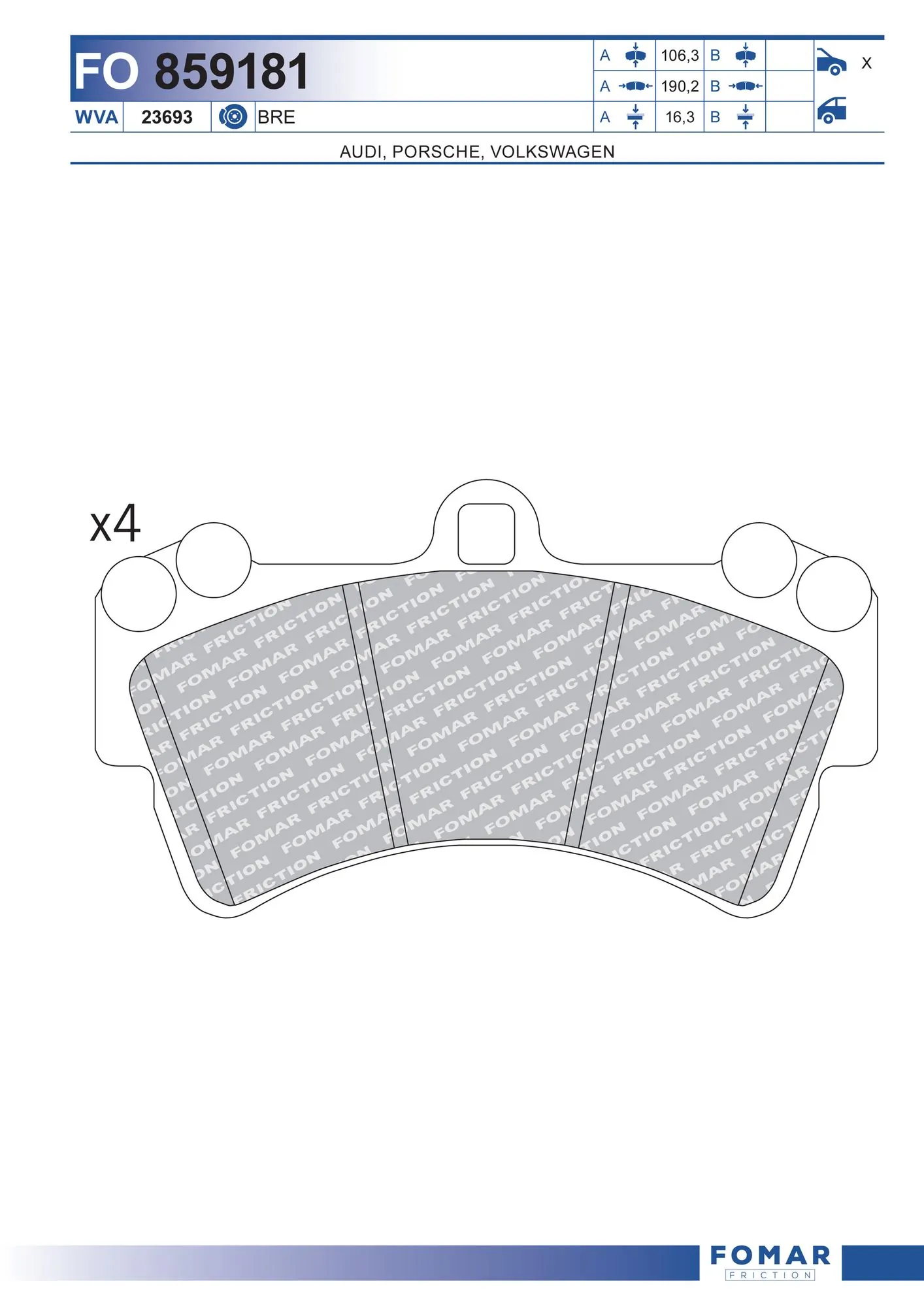 FOMAR Friction fékbetétkészlet, tárcsafék - FO 859181 - TothCarparts