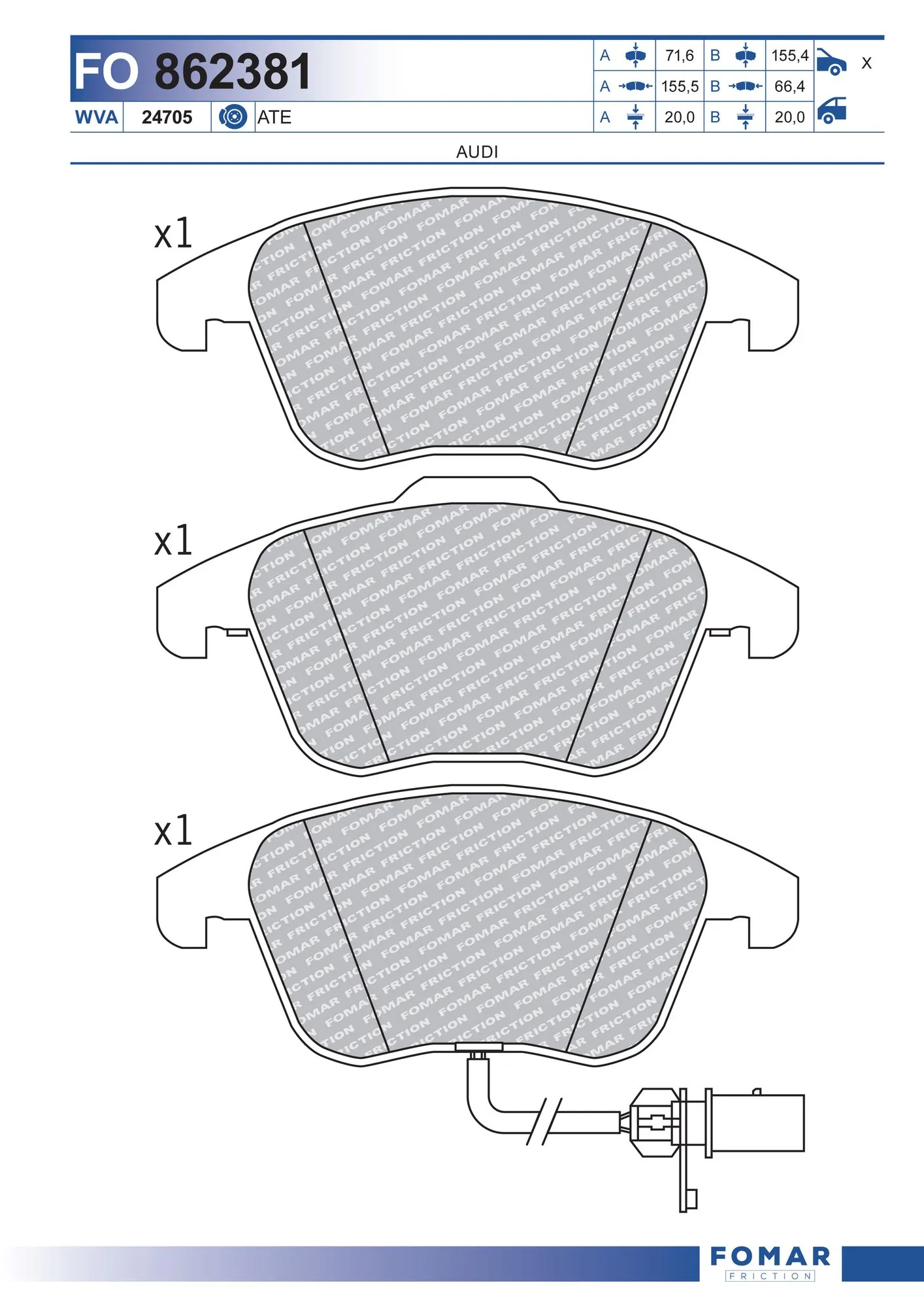FOMAR Friction fékbetétkészlet, tárcsafék - FO 862381 - TothCarparts