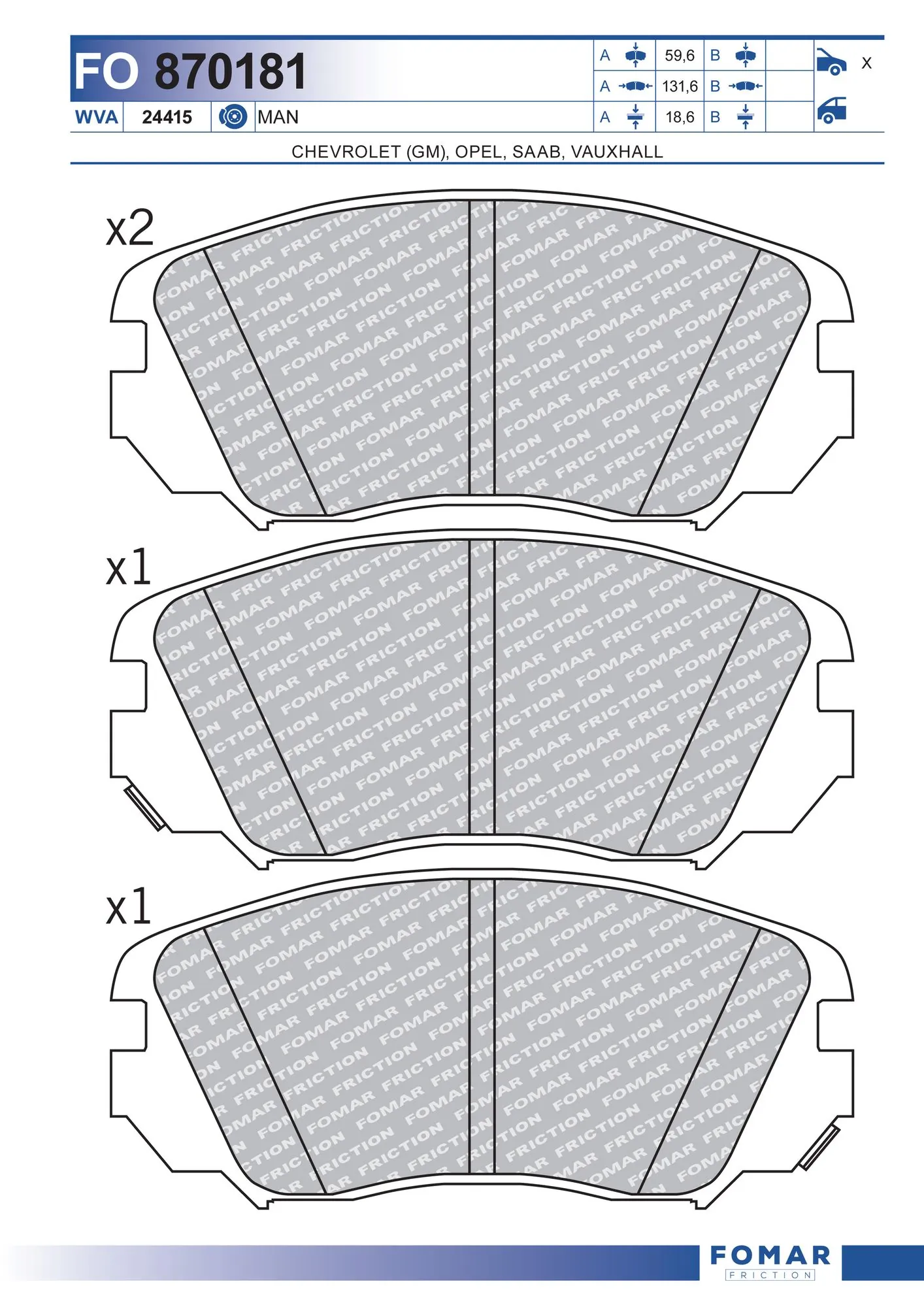 FOMAR Friction fékbetétkészlet, tárcsafék - FO 870181 - TothCarparts