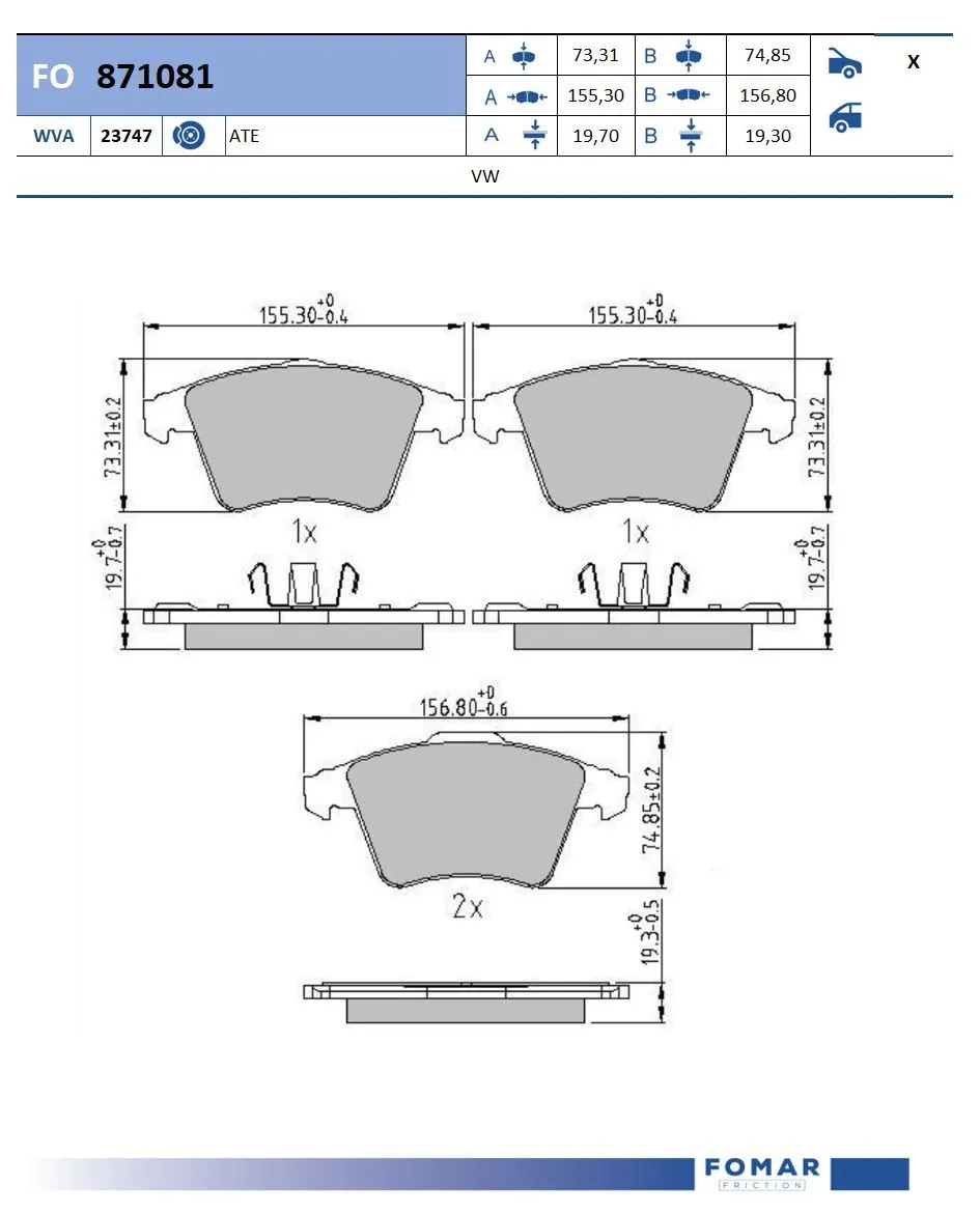 FOMAR Friction fékbetétkészlet, tárcsafék - FO 871081 - TothCarparts