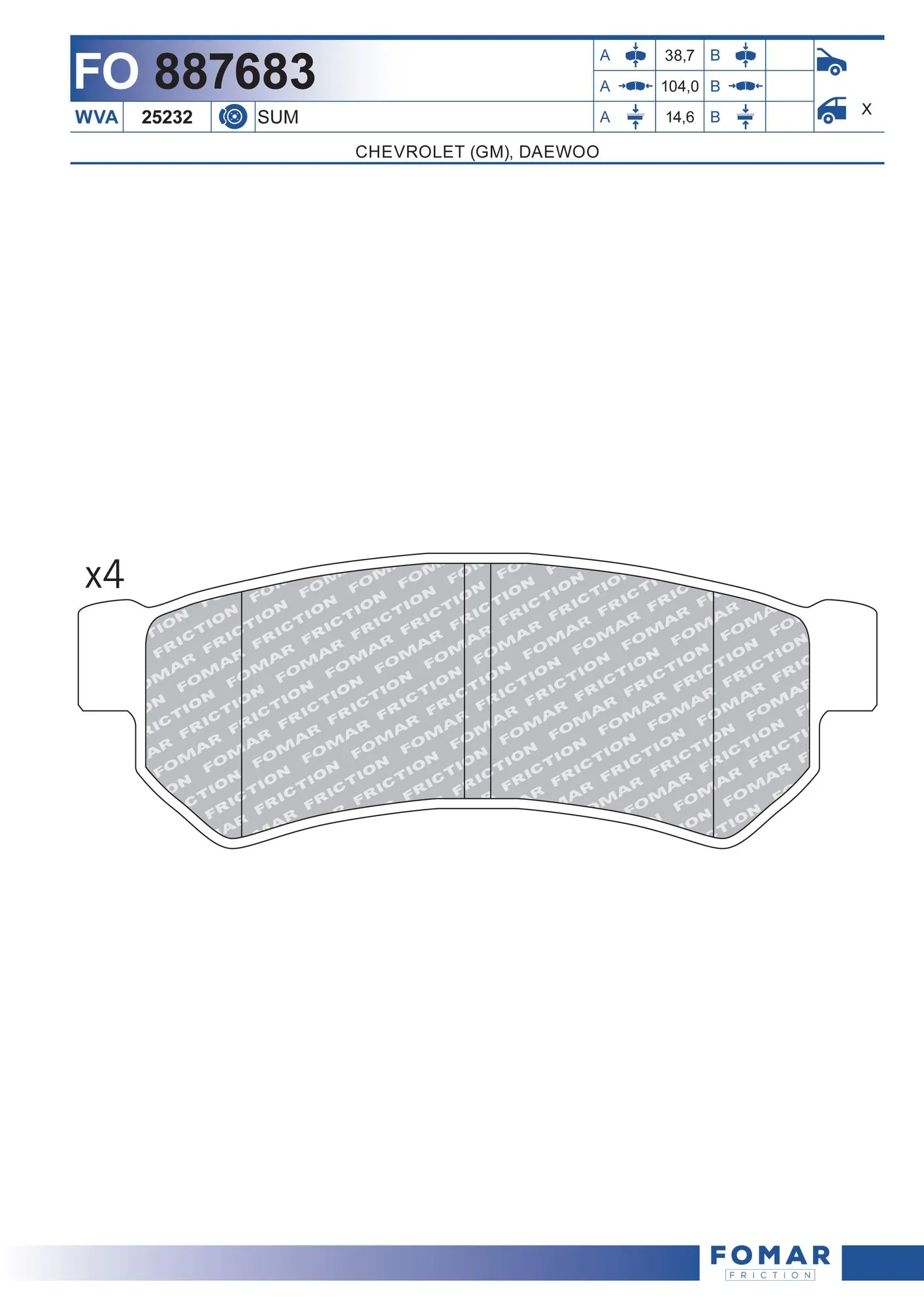 FOMAR Friction fékbetétkészlet, tárcsafék - FO 887683 - TothCarparts