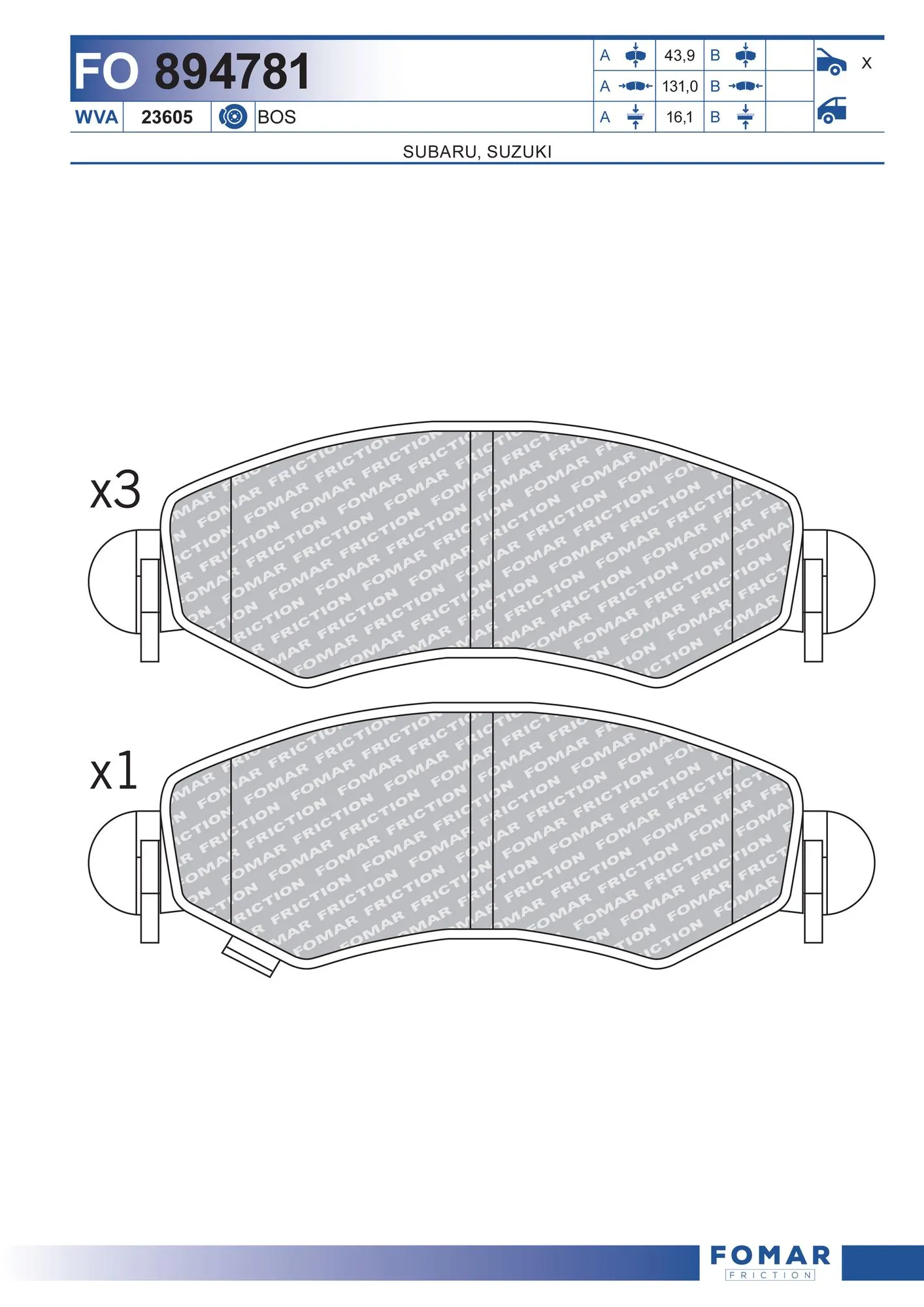 FOMAR Friction fékbetétkészlet, tárcsafék - FO 894781 - TothCarparts