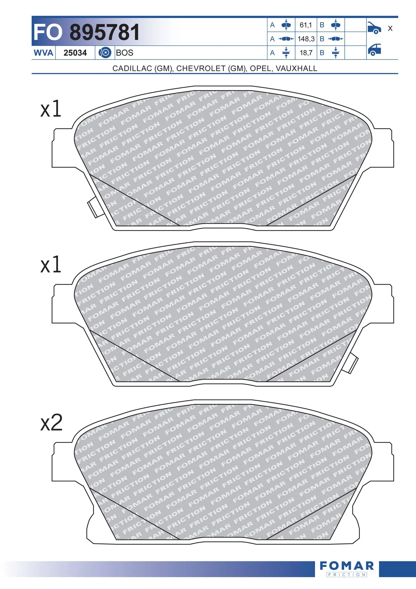 FOMAR Friction fékbetétkészlet, tárcsafék - FO 895781 - TothCarparts