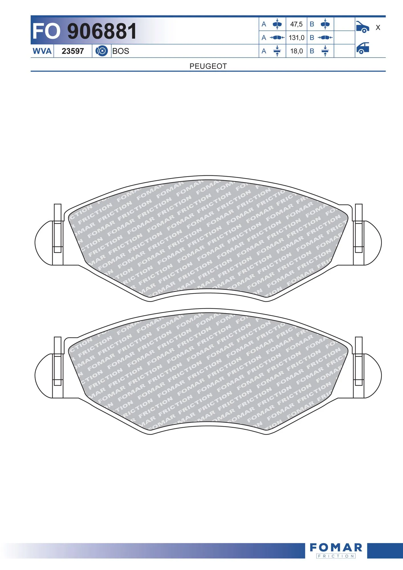 FOMAR Friction fékbetétkészlet, tárcsafék - FO 906881 - TothCarparts