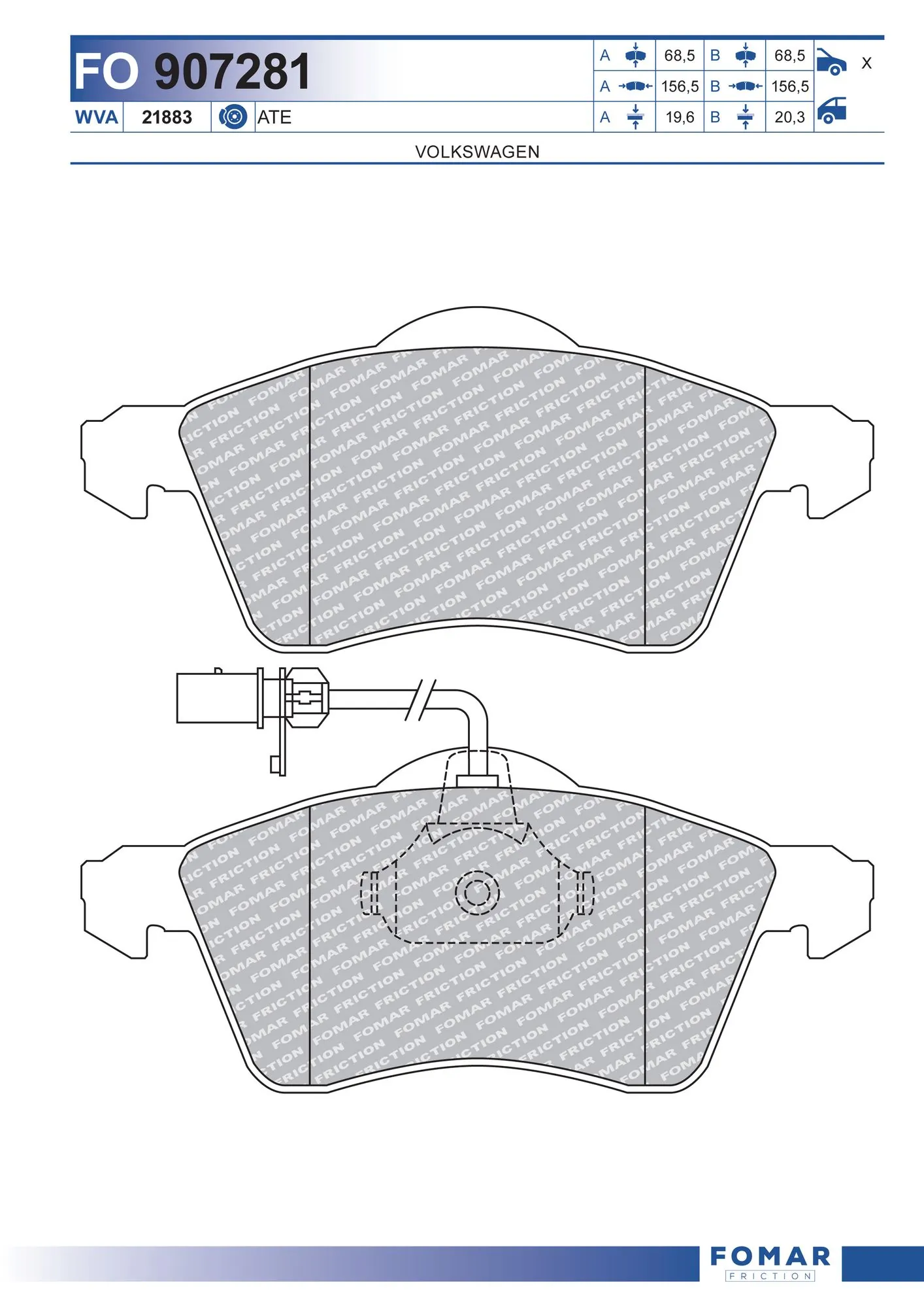 FOMAR Friction fékbetétkészlet, tárcsafék - FO 907281 - TothCarparts