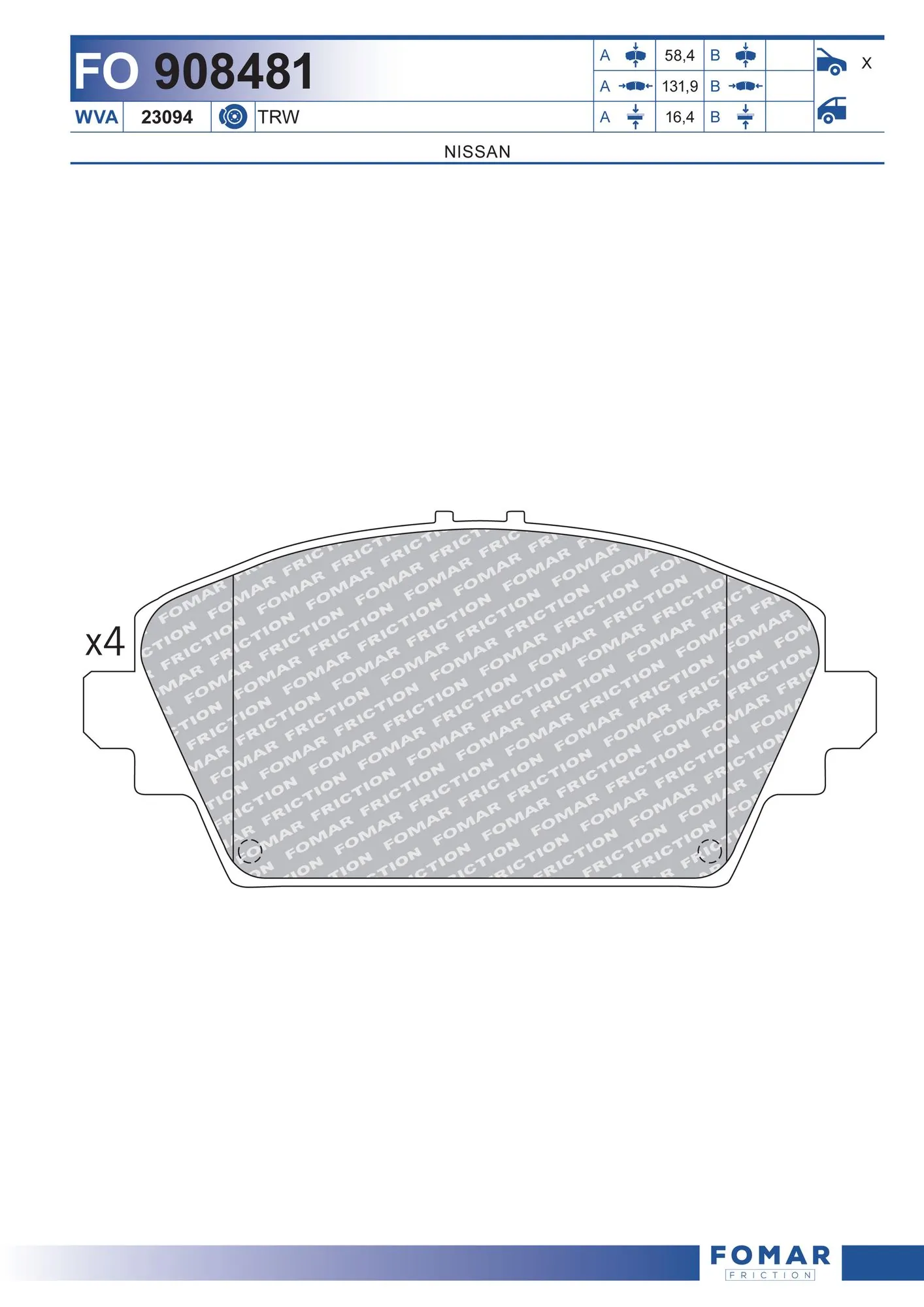 FOMAR Friction fékbetétkészlet, tárcsafék - FO 908481 - TothCarparts