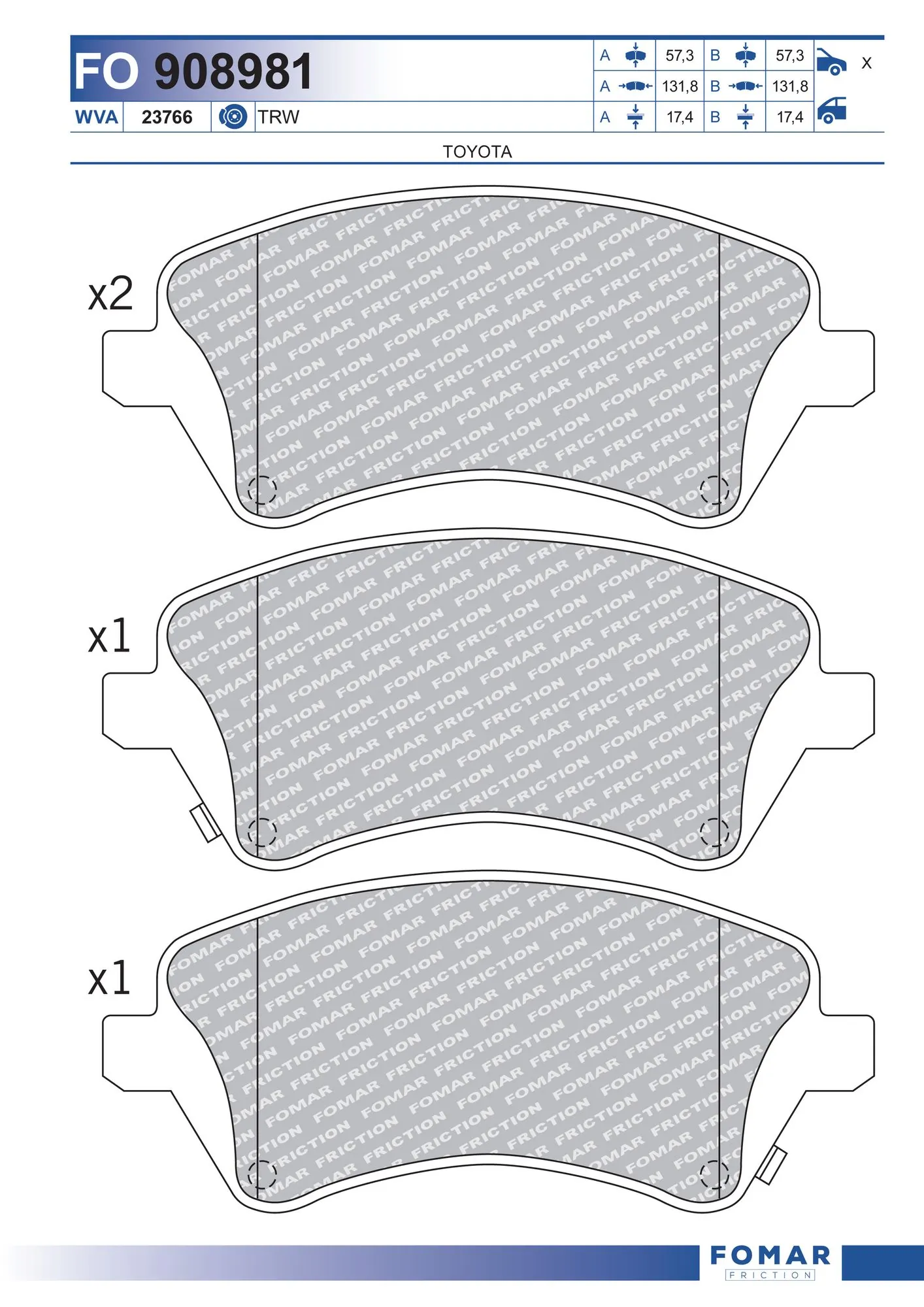 FOMAR Friction fékbetétkészlet, tárcsafék - FO 908981 - TothCarparts