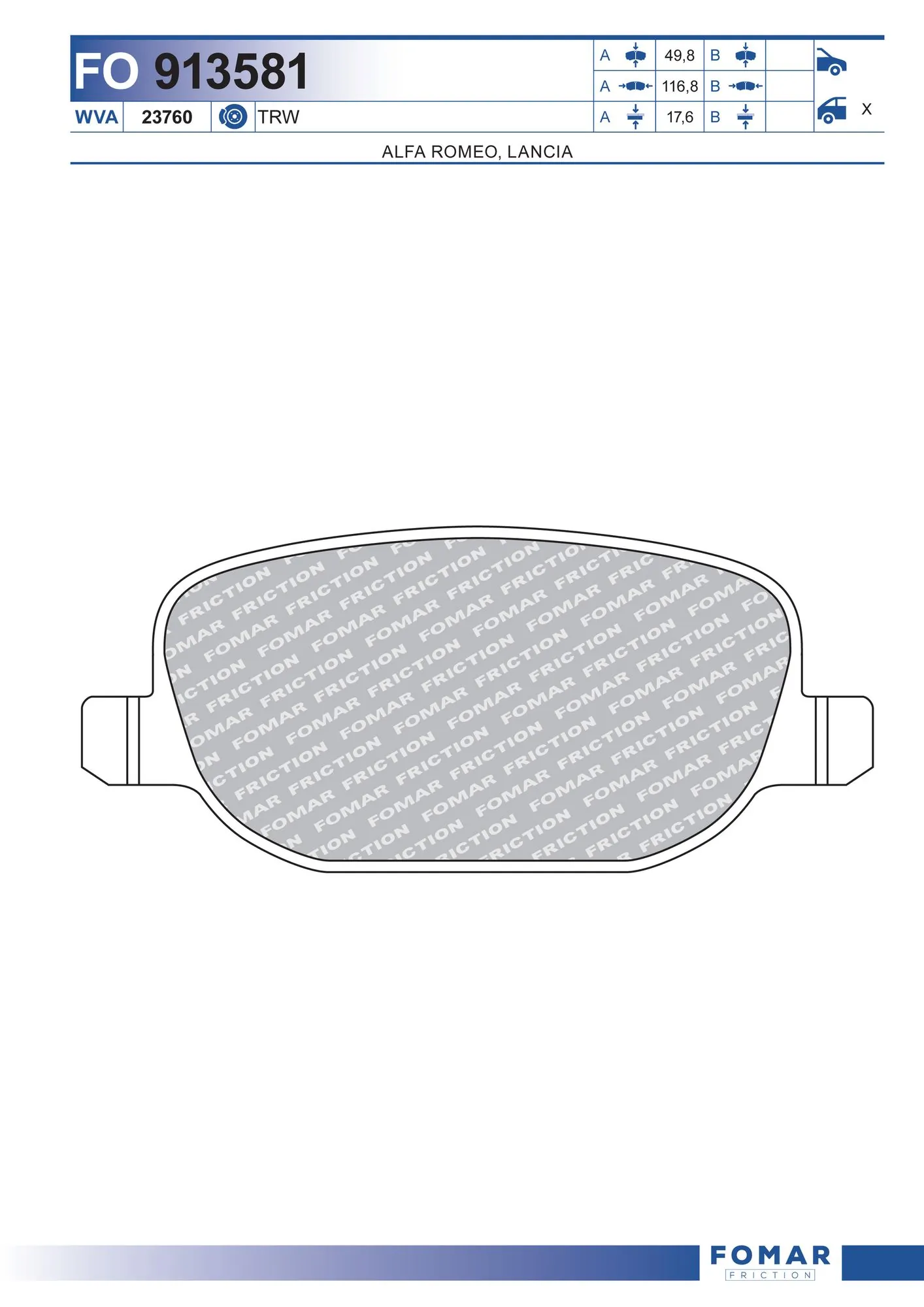 FOMAR Friction fékbetétkészlet, tárcsafék - FO 913581 - TothCarparts