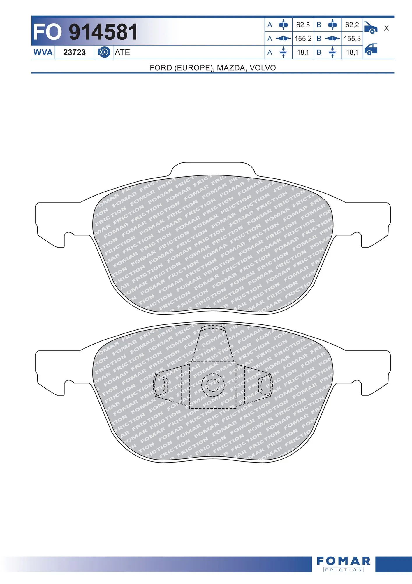 FOMAR Friction fékbetétkészlet, tárcsafék - FO 914581 - TothCarparts