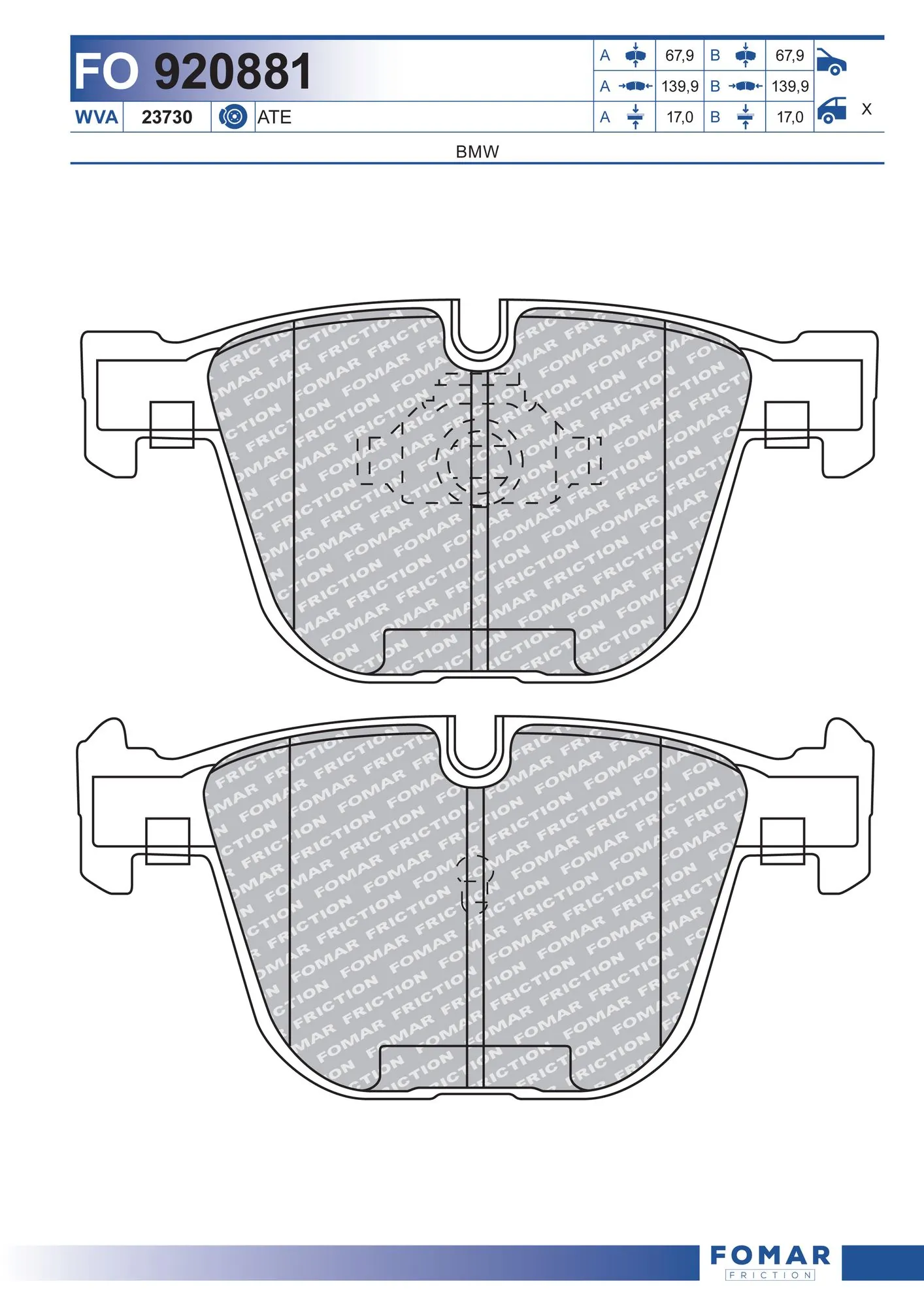 FOMAR Friction fékbetétkészlet, tárcsafék - FO 920881 - TothCarparts