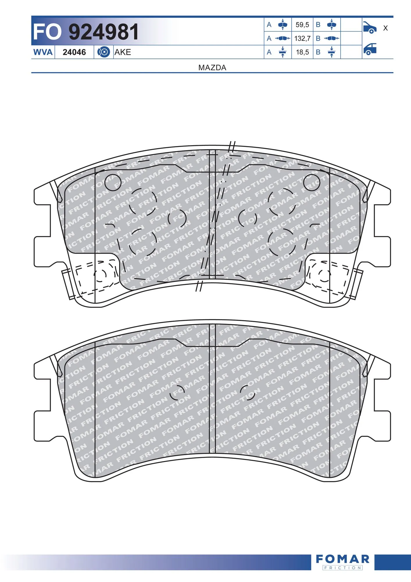 FOMAR Friction fékbetétkészlet, tárcsafék - FO 924981 - TothCarparts