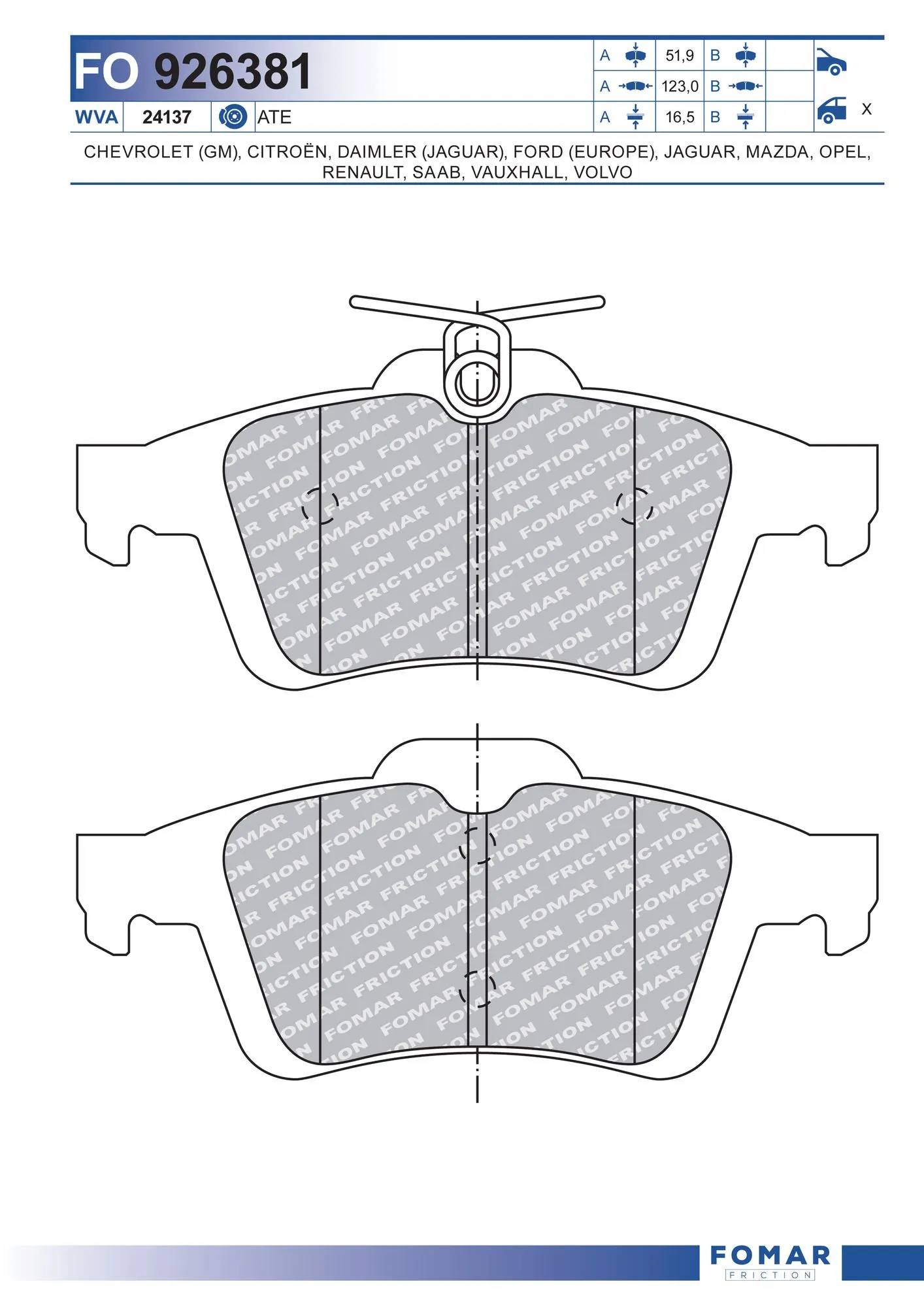 FOMAR Friction fékbetétkészlet, tárcsafék - FO 926381 - TothCarparts