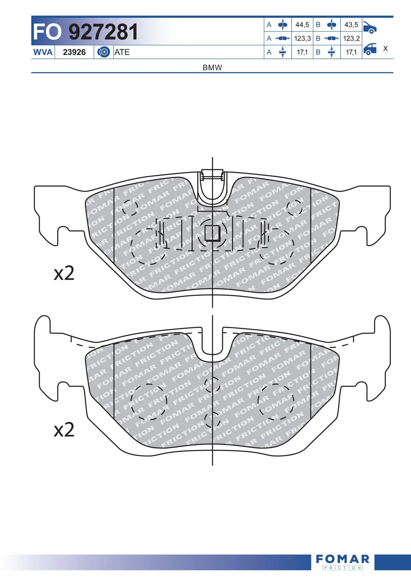 FOMAR Friction fékbetétkészlet, tárcsafék - FO 927281 - TothCarparts