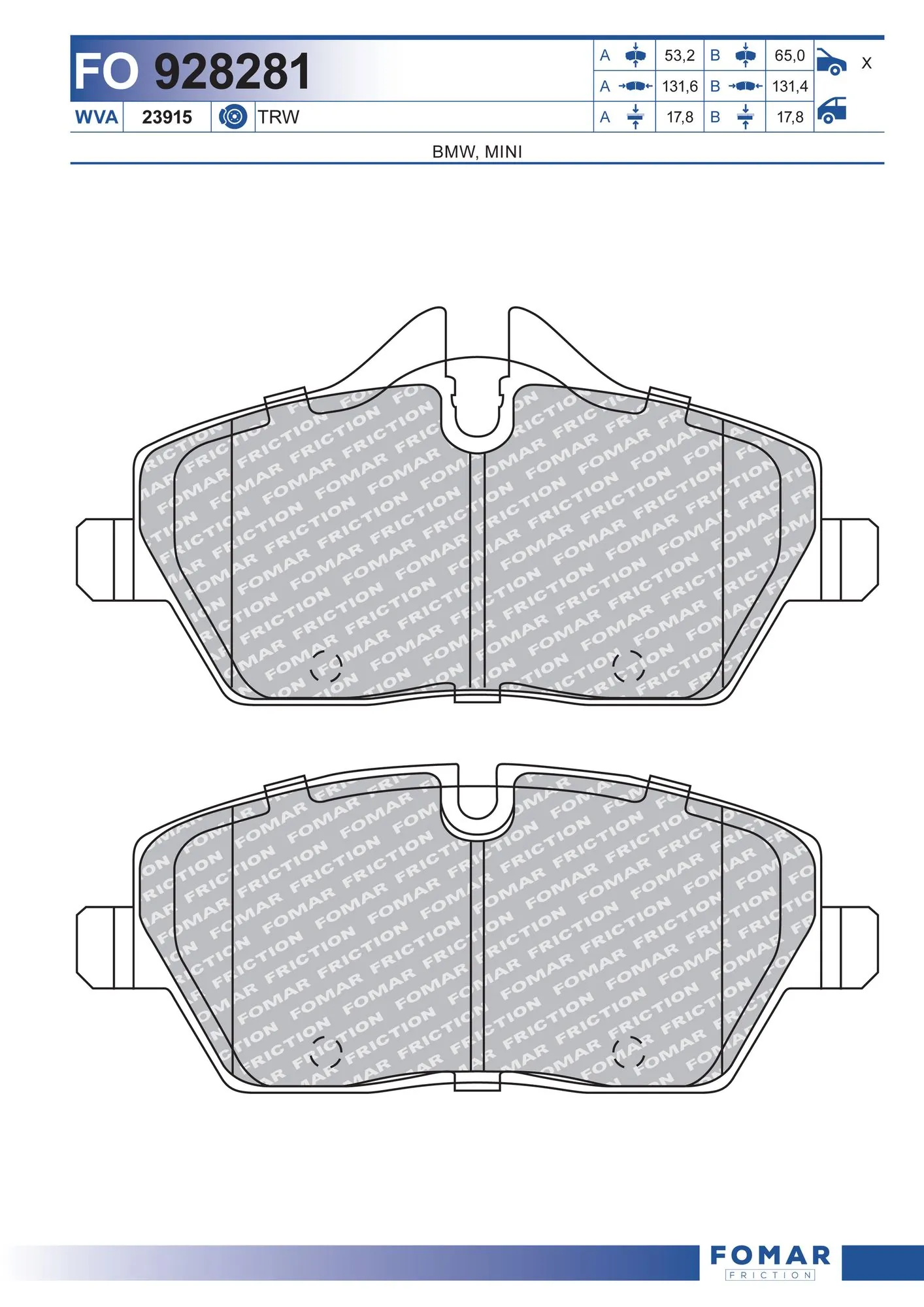 FOMAR Friction fékbetétkészlet, tárcsafék - FO 928281 - TothCarparts