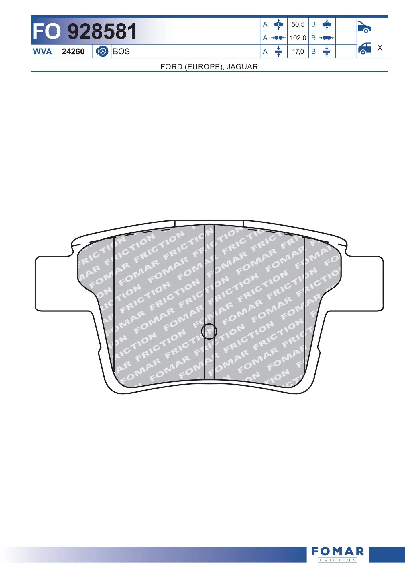 FOMAR Friction fékbetétkészlet, tárcsafék - FO 928581 - TothCarparts