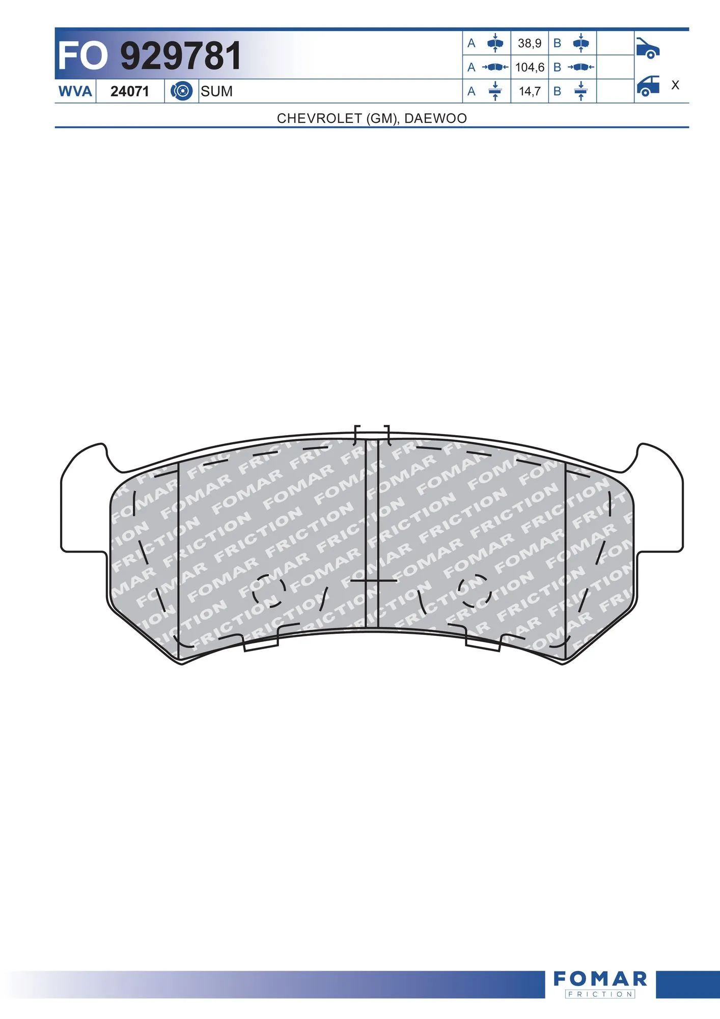 FOMAR Friction fékbetétkészlet, tárcsafék - FO 929781 - TothCarparts